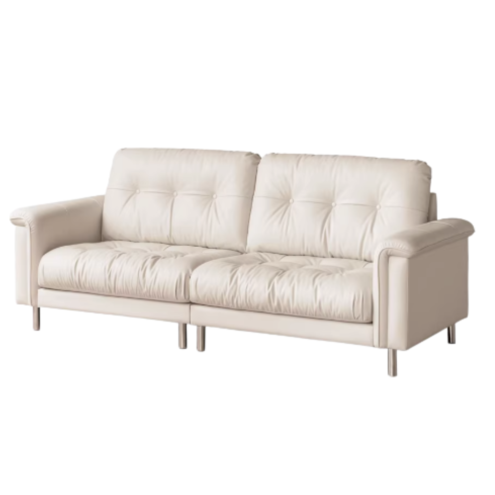 Leather Light Luxury Black Straight Sofa,