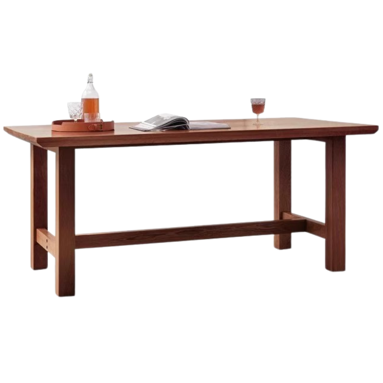 Sandalwood, Black Walnut, Oak, Ash Solid Wood Farmhouse Style Dining Table
