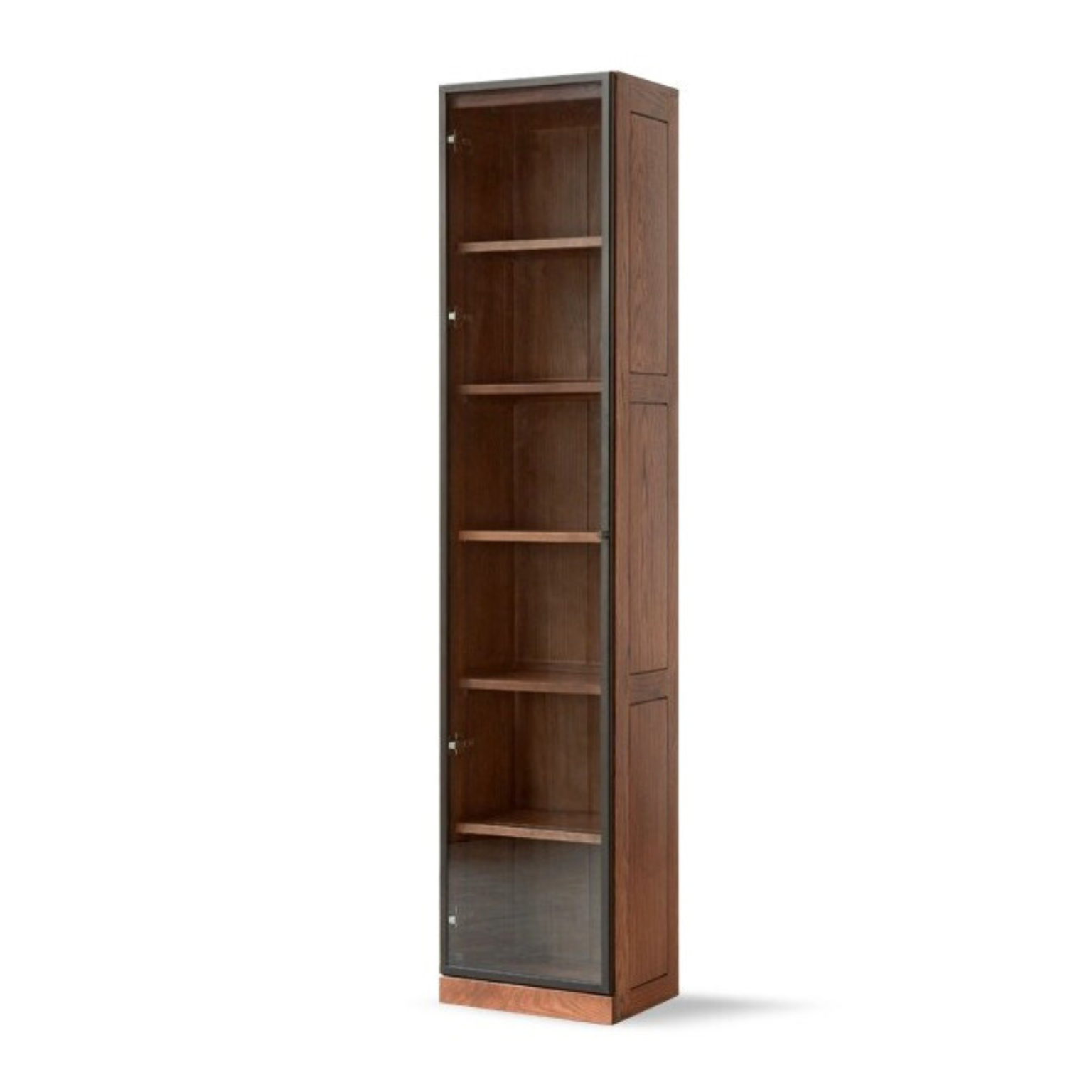 Solid Rubberwood, Oak Solid Wood Bookcase Modern With Glass Door