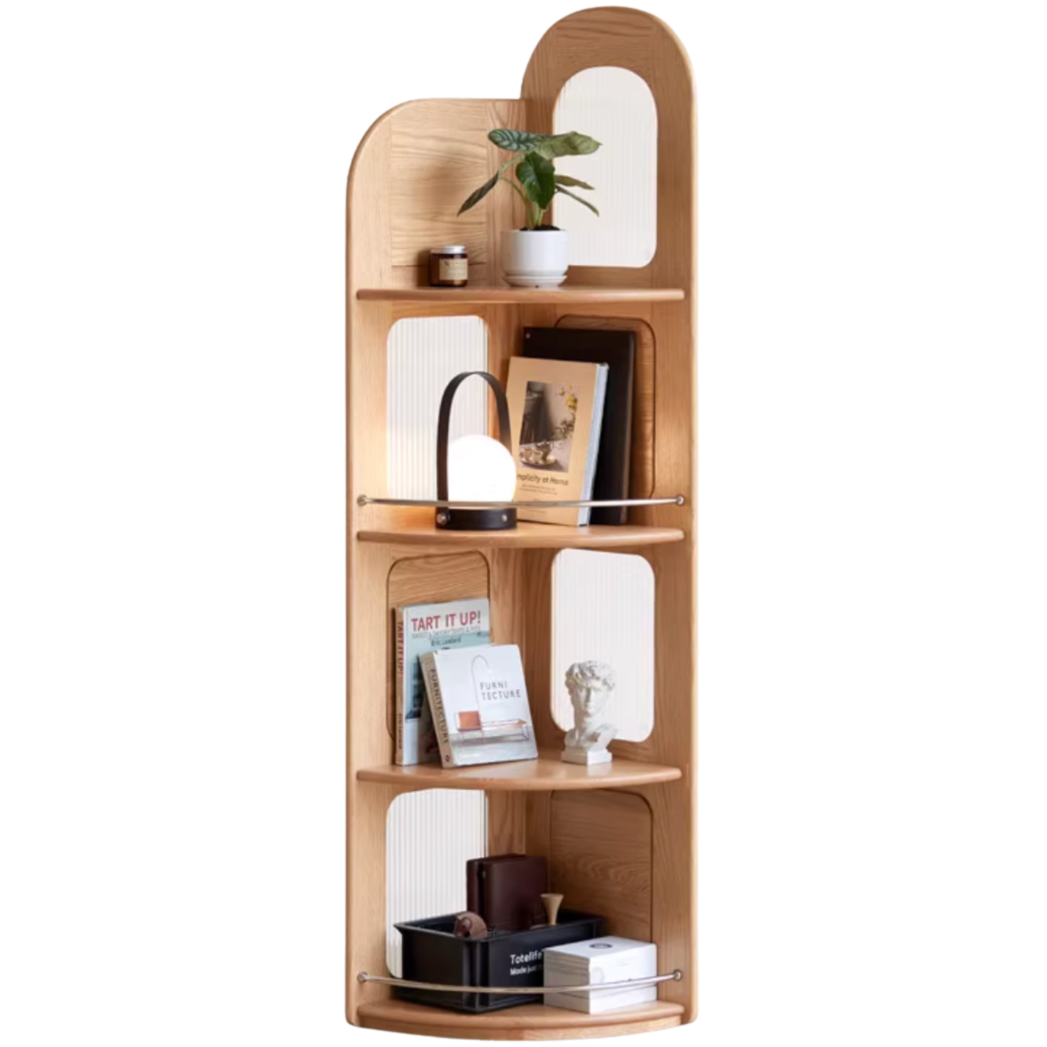 Oak, Ash Solid Wood Bookshelf Household Corner Storage Rack