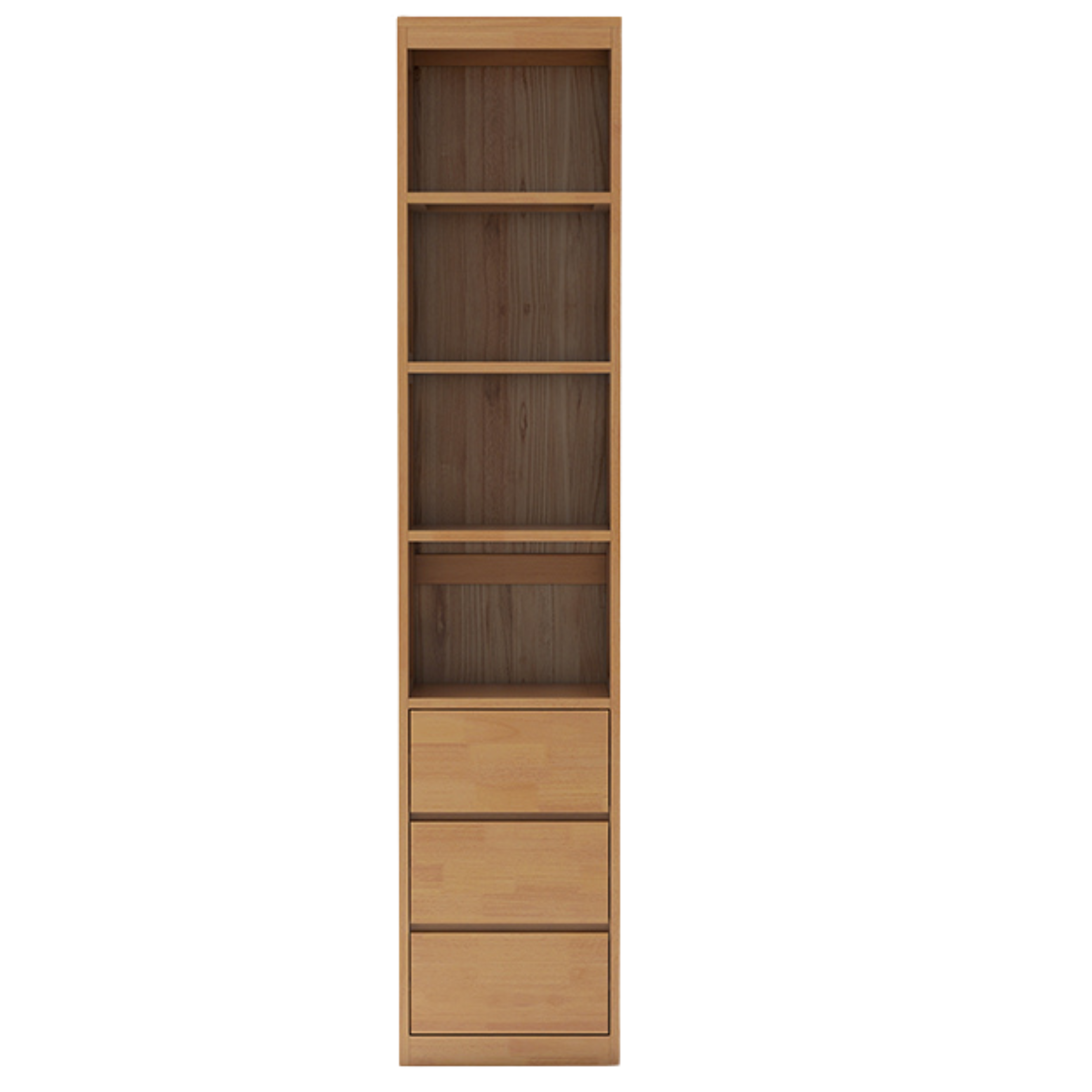 Oak, Solid Rubberwood Modern Bookcase Storage