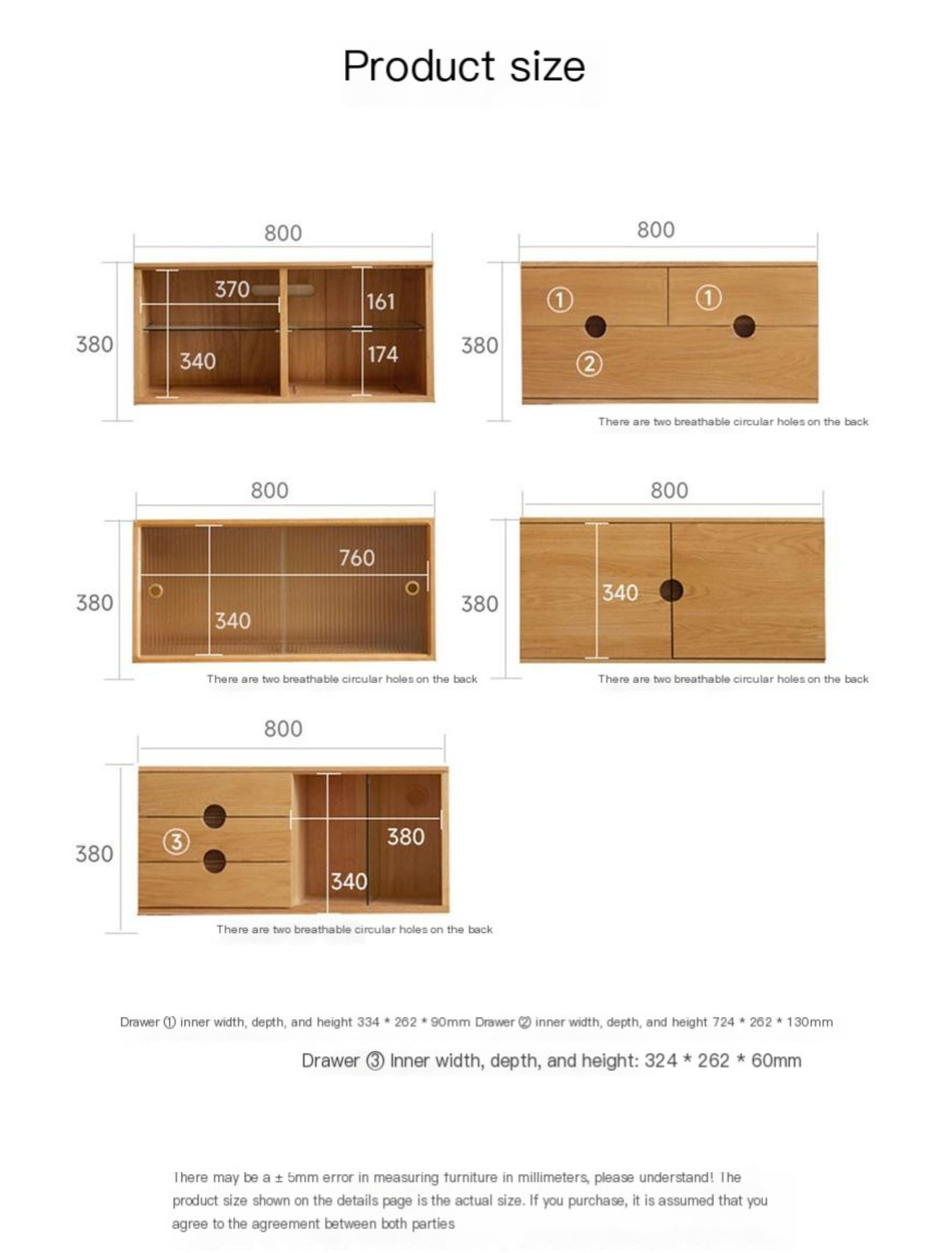Oak Solid Wood Modern TV Cabinet.