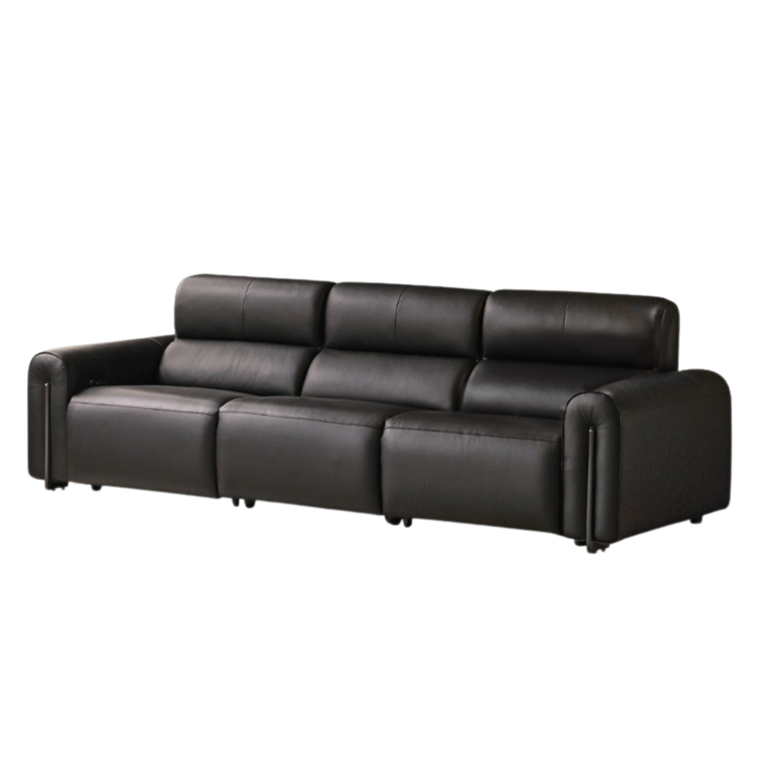 Leather Electric Italian Zero Wall Black Leather Sofa.