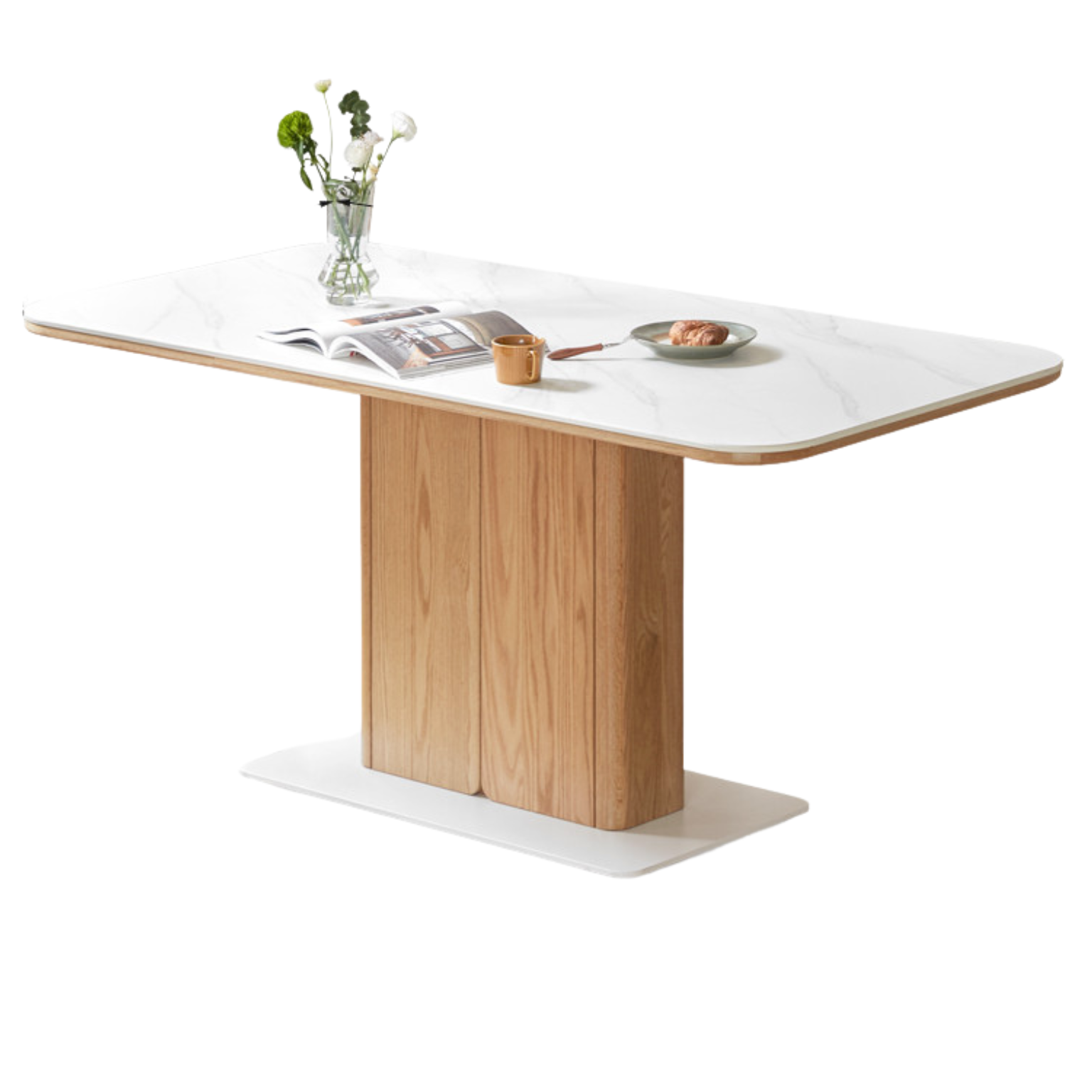 Oak Rock Plate Italian Standing Long Dining Table
