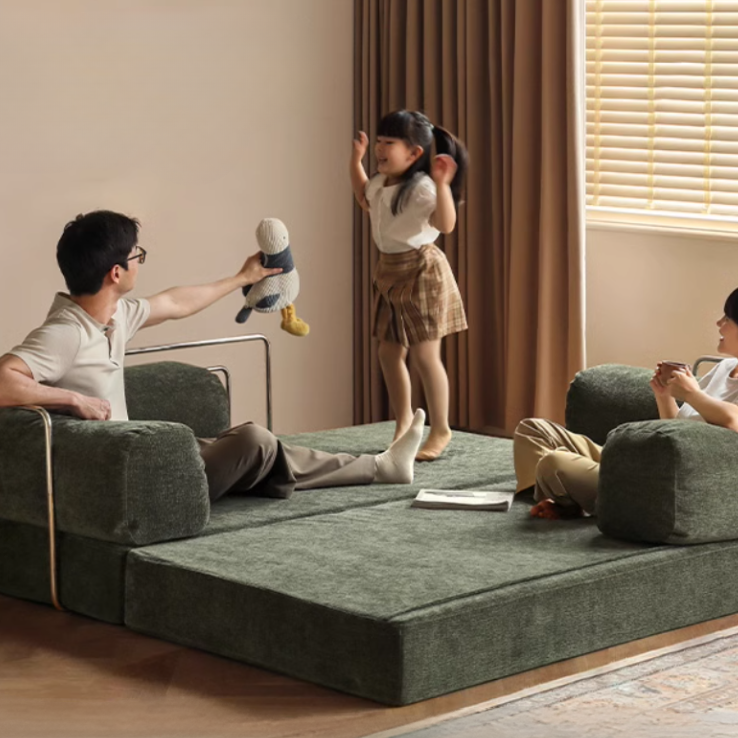 Fabric Modern Folding Dual-purpose Sofa,
