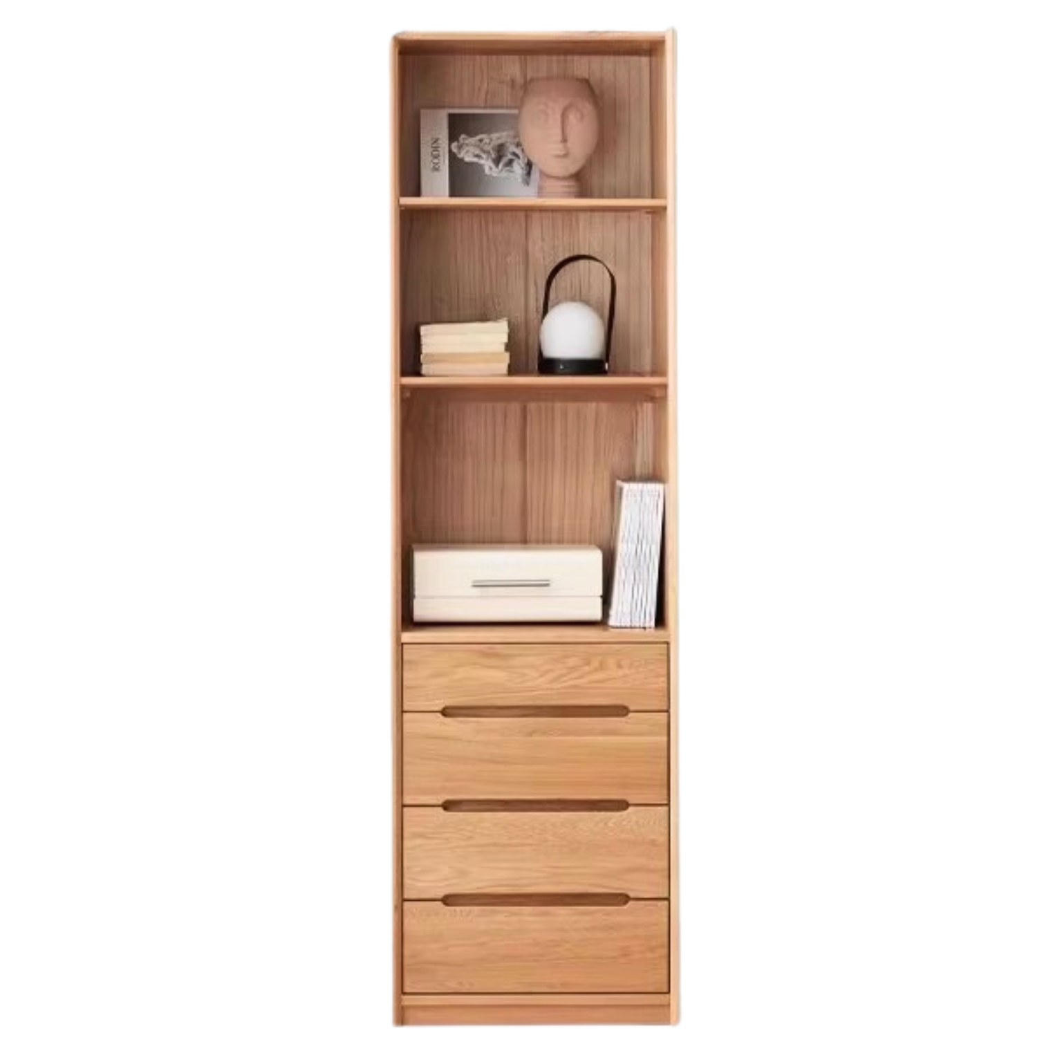 Oak Solid Wood Floor-To-Ceiling Bookshelf