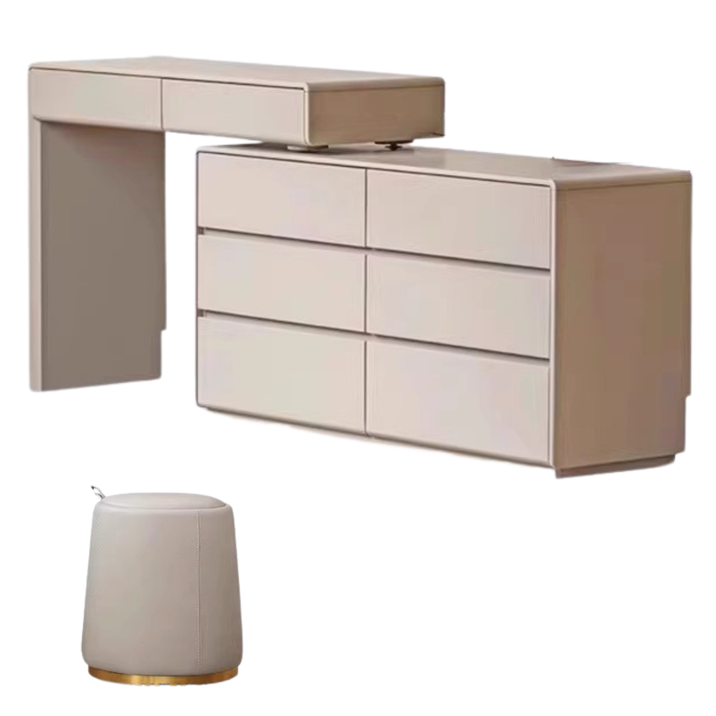 Poplar Solid Wood Retractable Dressing Table Light Luxurious Drawer