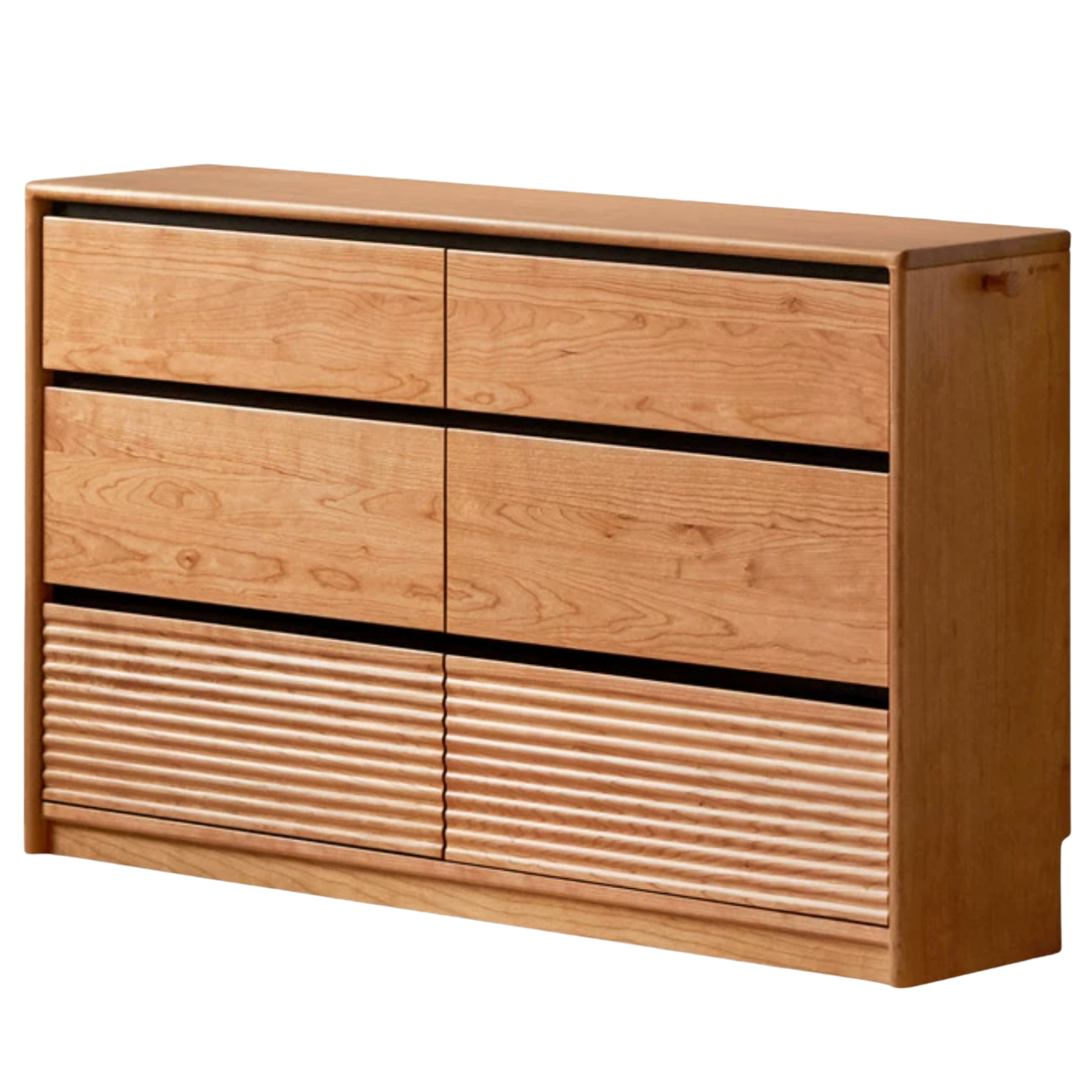 Cherry, Ash Solid Wood Medieval Style Drawer Cabinet.