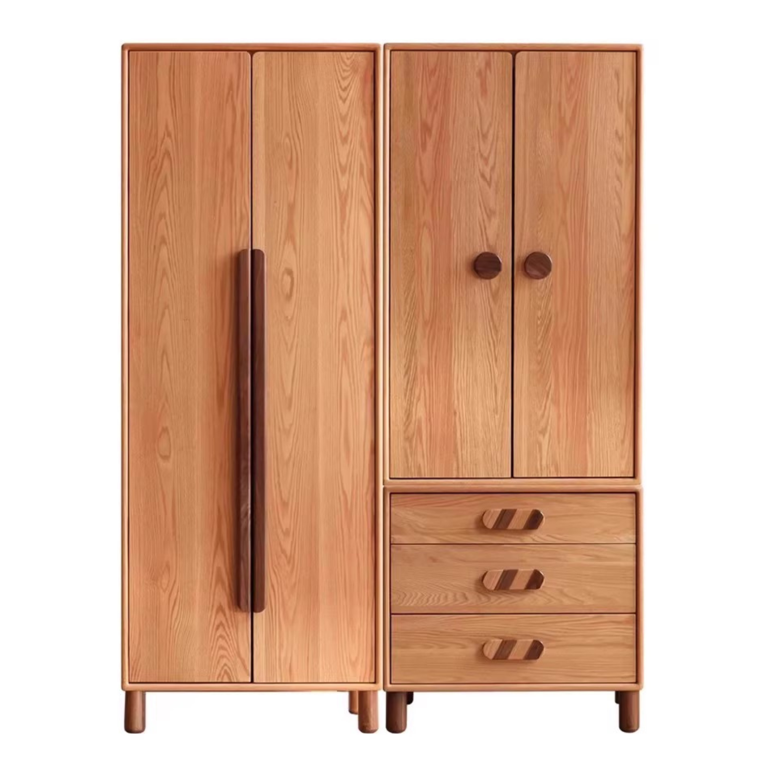 Oak Solid Wood Wardrobe Bookcase Free Combination