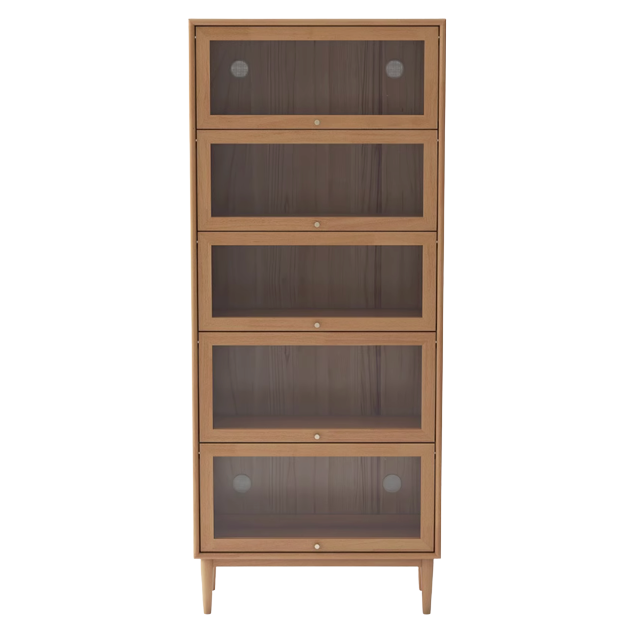 Solid Rubberwood, Oak Solid Wood Multi layer Flip Door Glass Bookcase