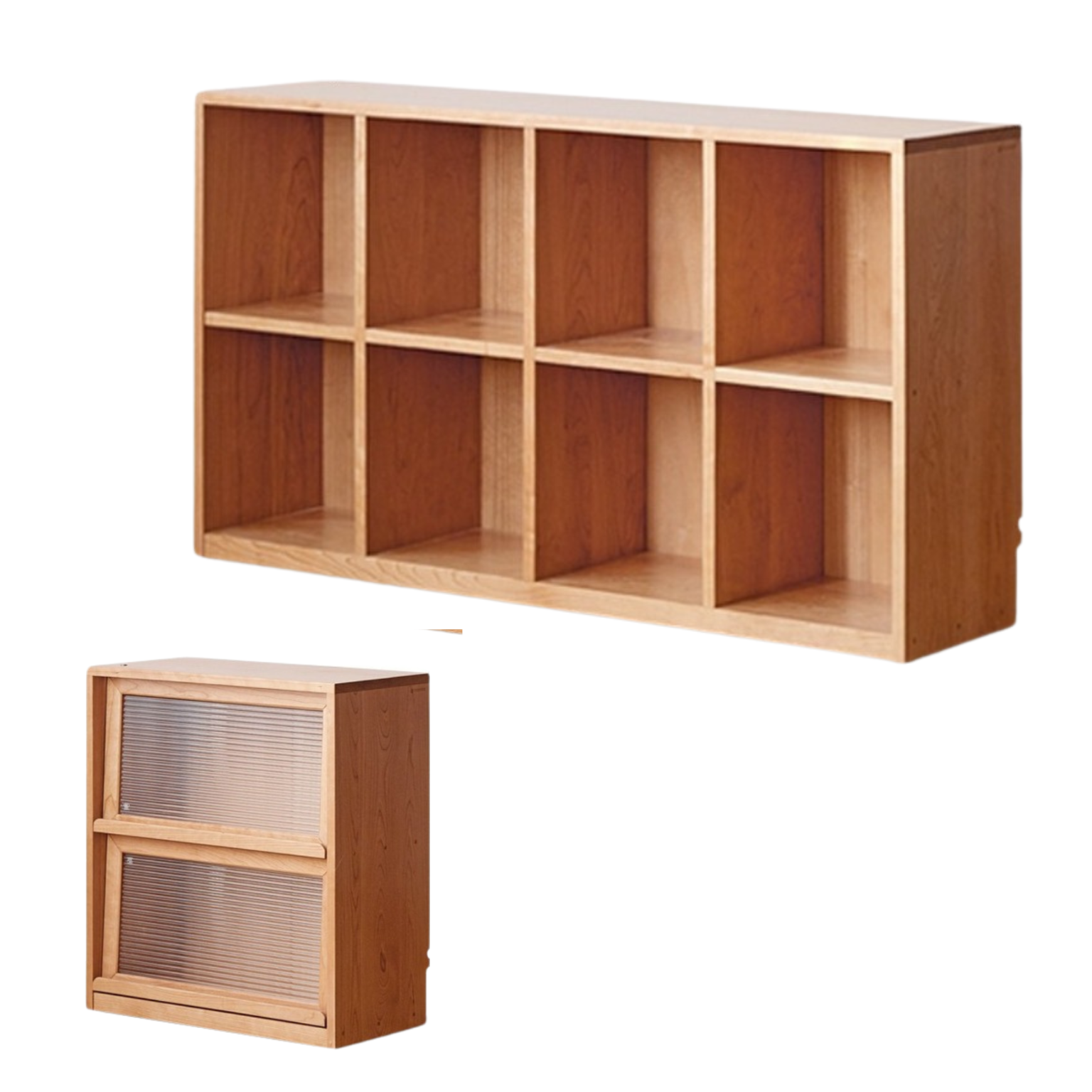 Cherry Solid Wood Vintage Floor Storage Bookcase