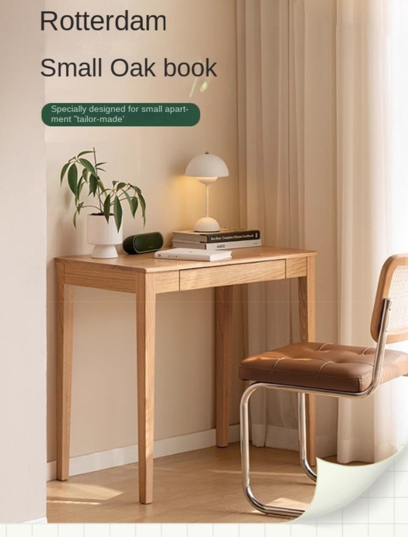 Solid Rubberwood, Oak Solid Wood Small Desk