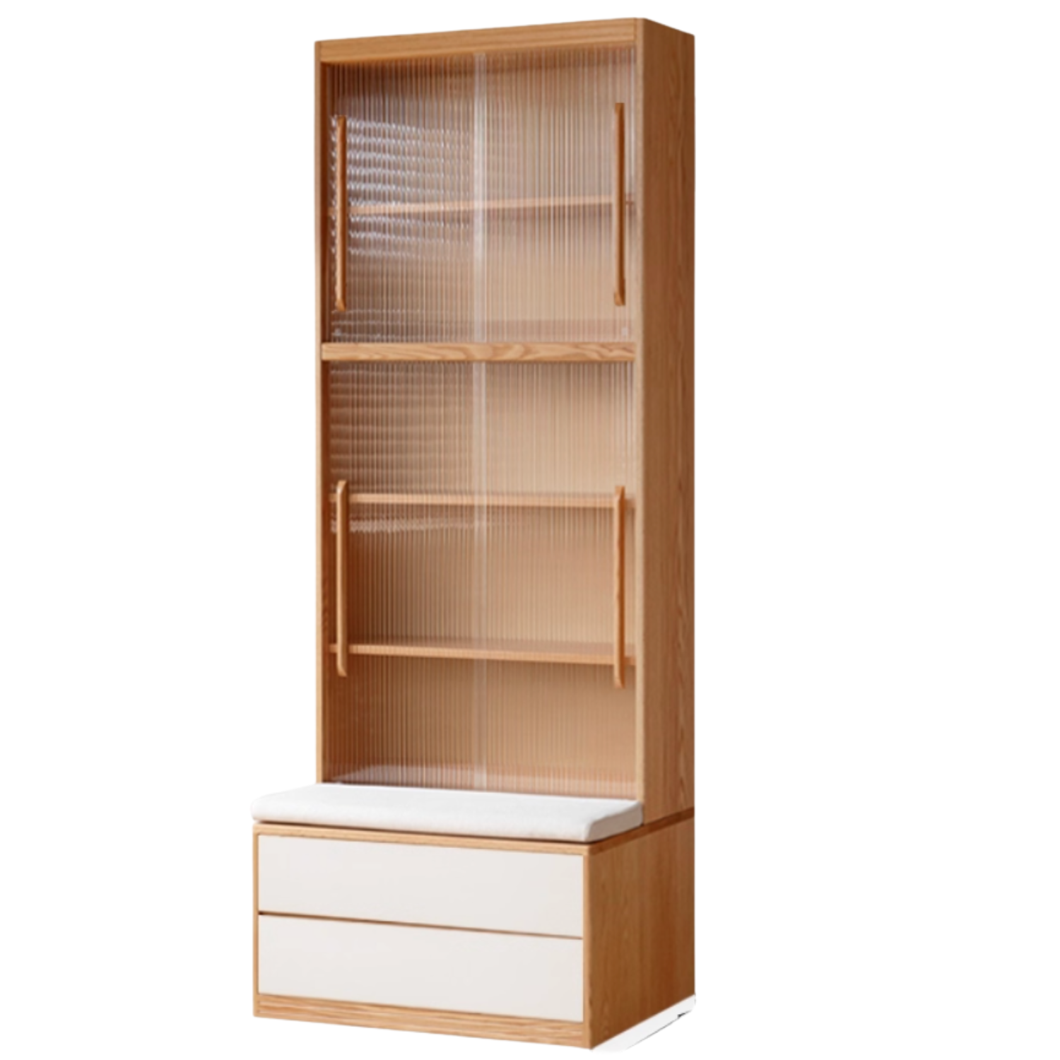 Oak Solid Wood Cream Style Study Bookcase