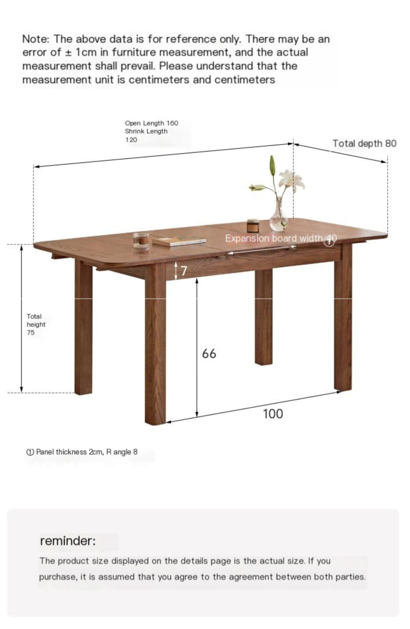 Oak Solid Wood Retractable Dining Table