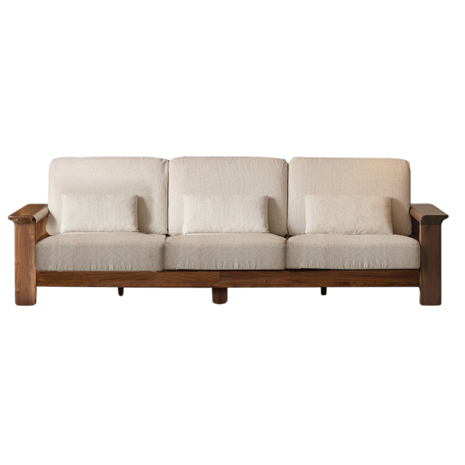 Black Walnut Solid Wood Modern Straight Sofa.
