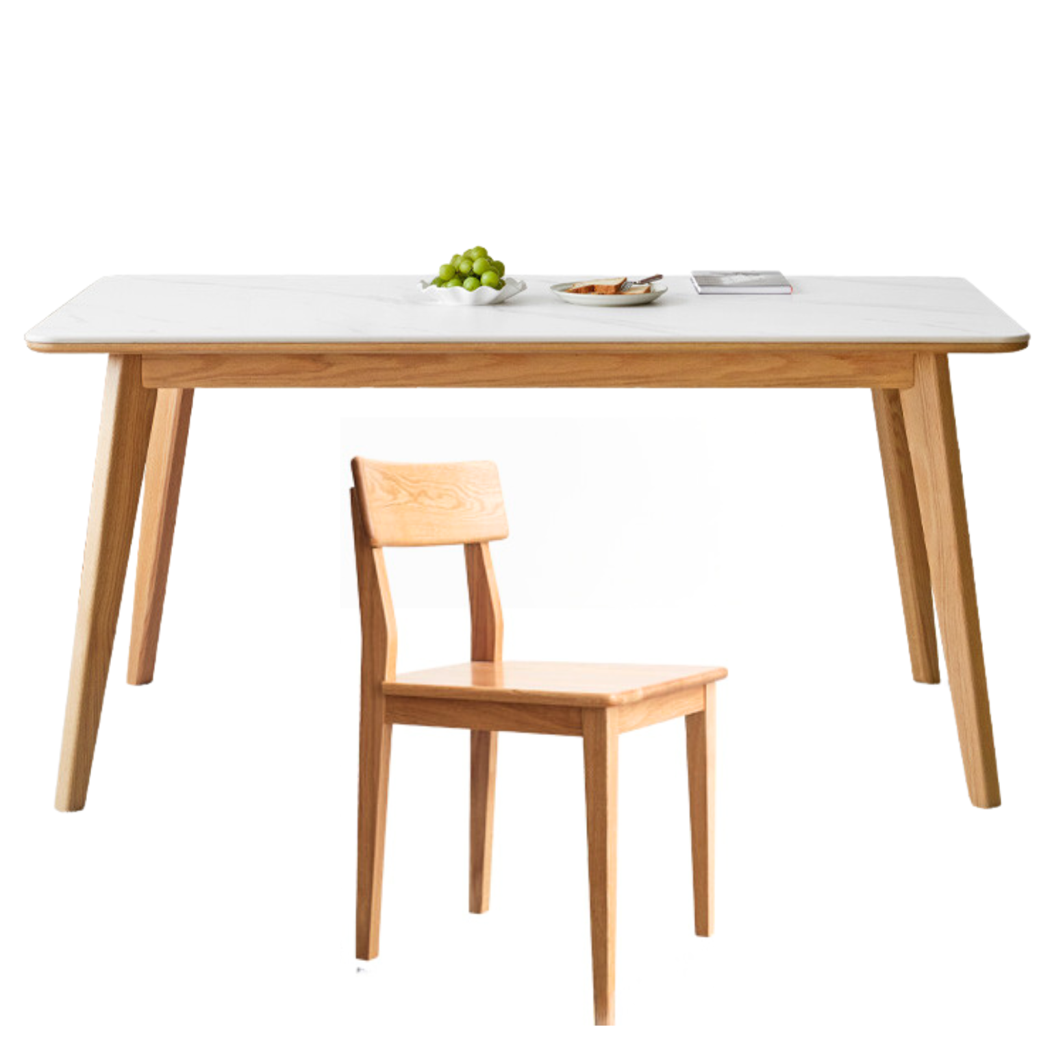Ash, Oak Solid Wood Modern Rock Plate Dining Table