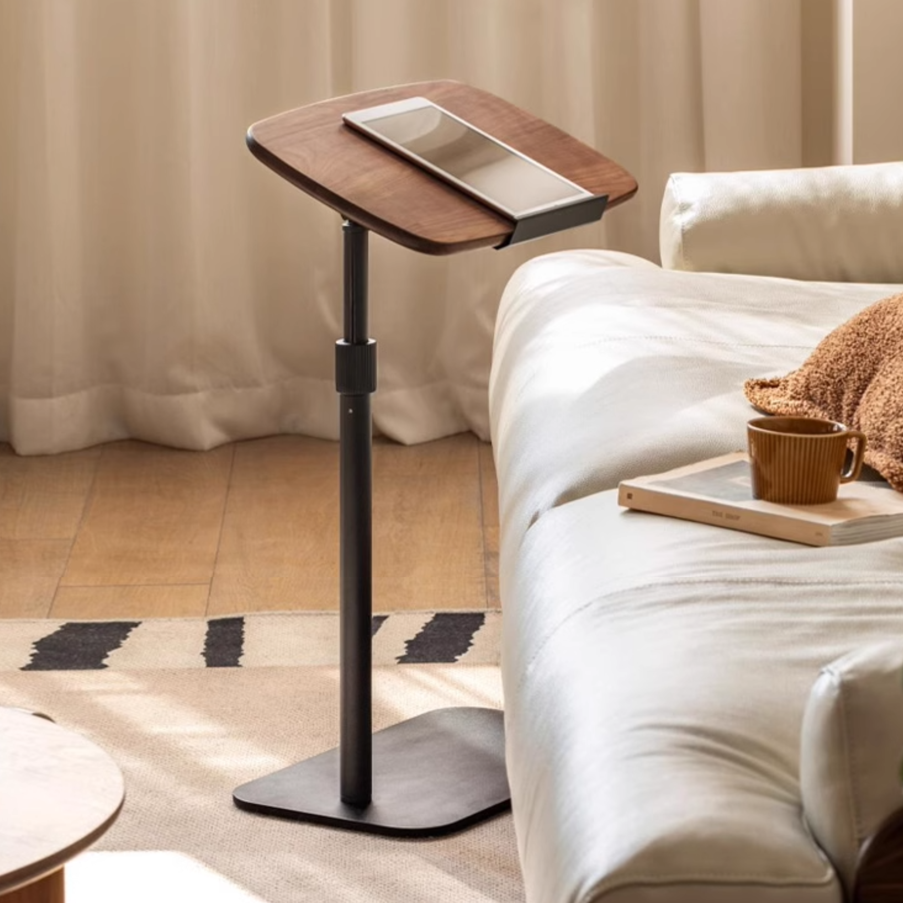 Black Walnut Solid Wood Liftable Rotating Side Table