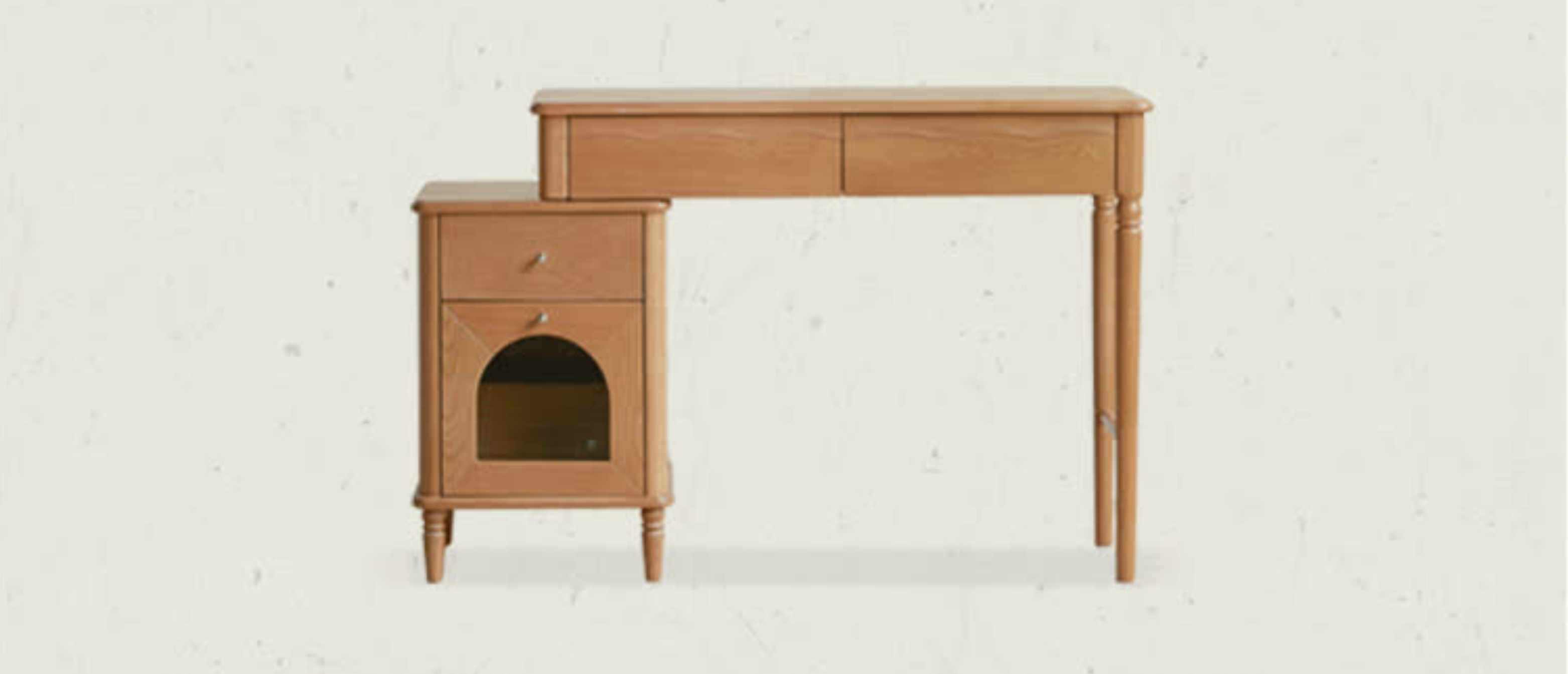 Cherry Solid Wood Medieval Style Retractable Dressing Table.