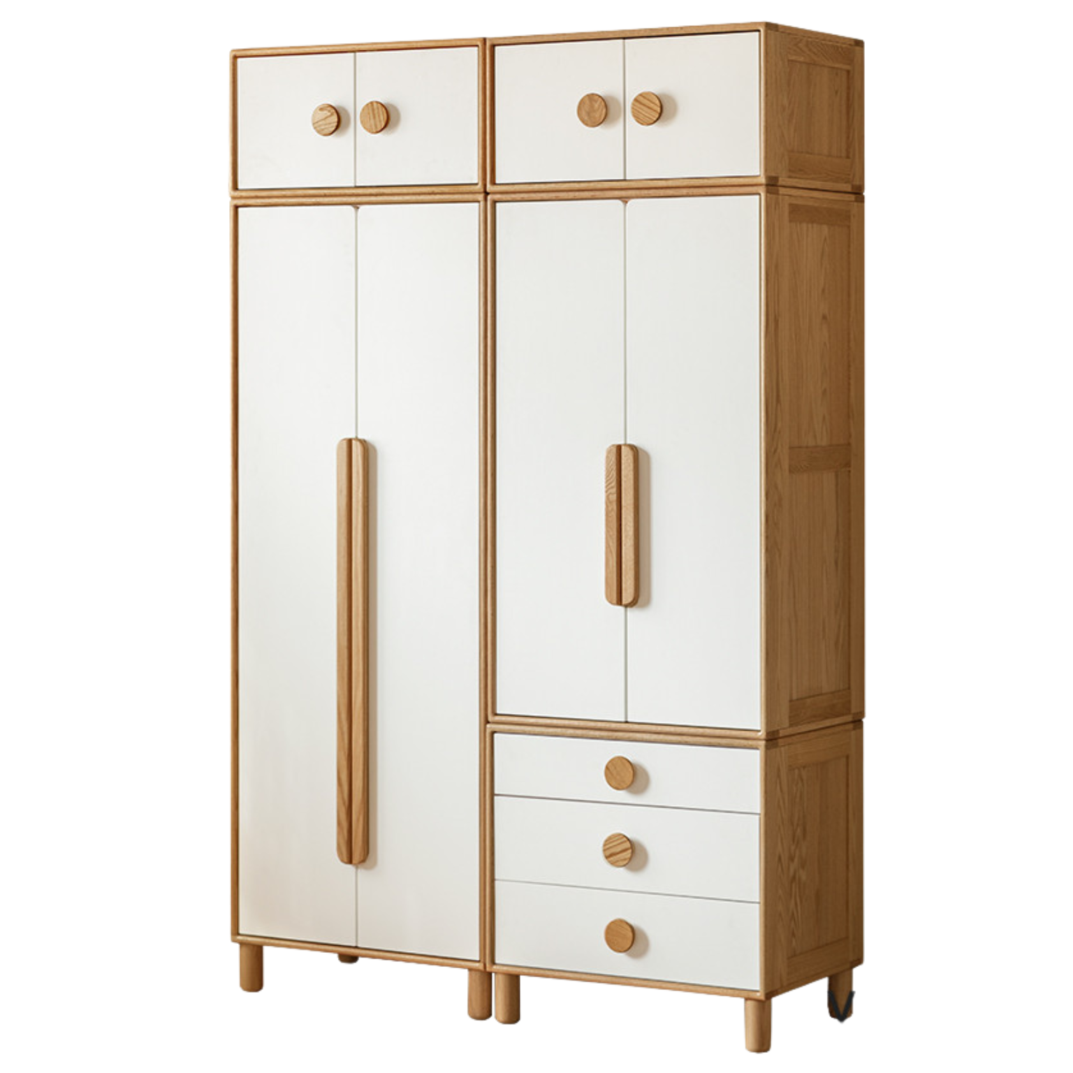 Oak Solid Wood Children's Wardrobe Combination Storage Cabinet