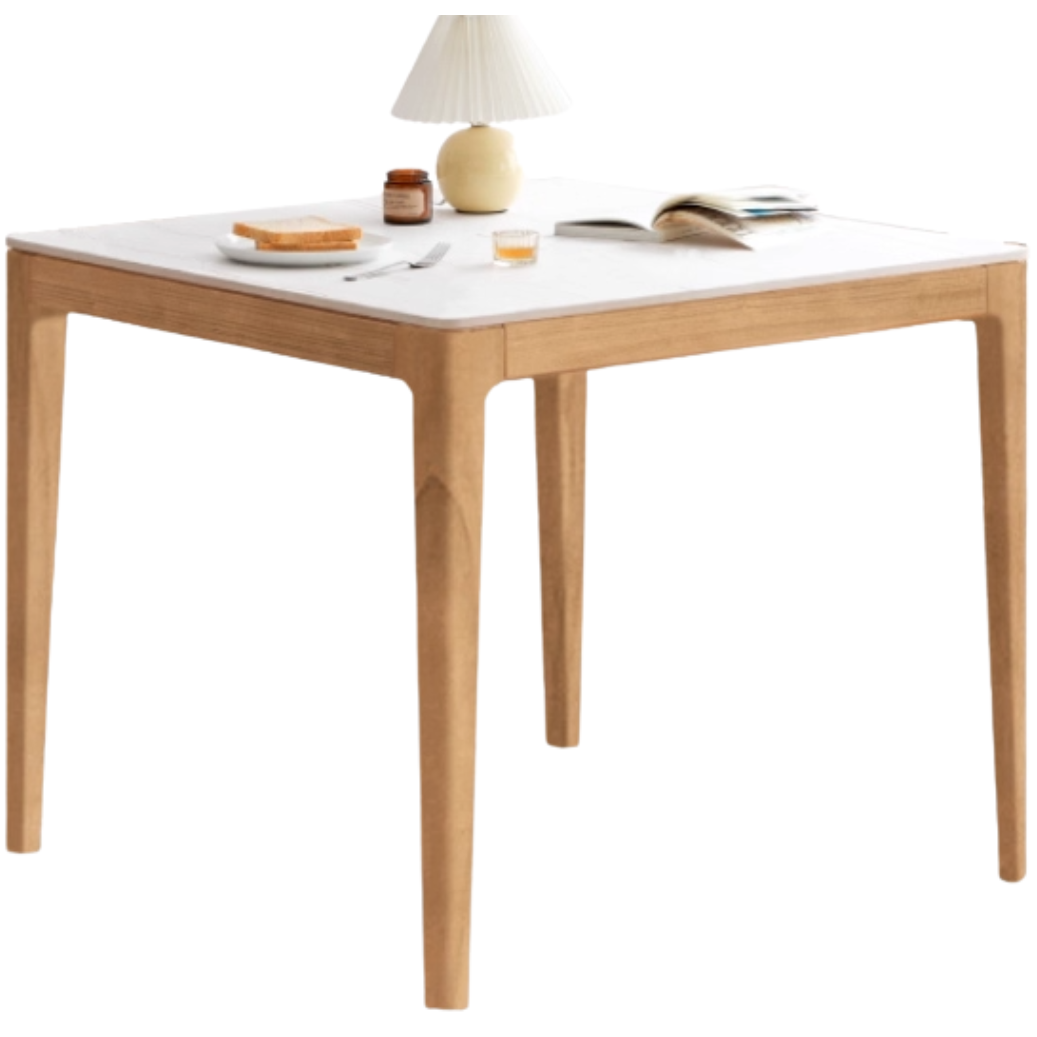 Oak Wood, Solid Rubberwood Square Slate Dining Table