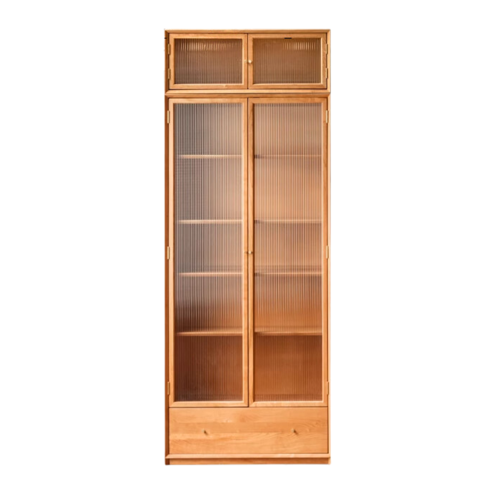 Cherry Wood Combination Bookcase Floor Shelf Glass Door Bookcase