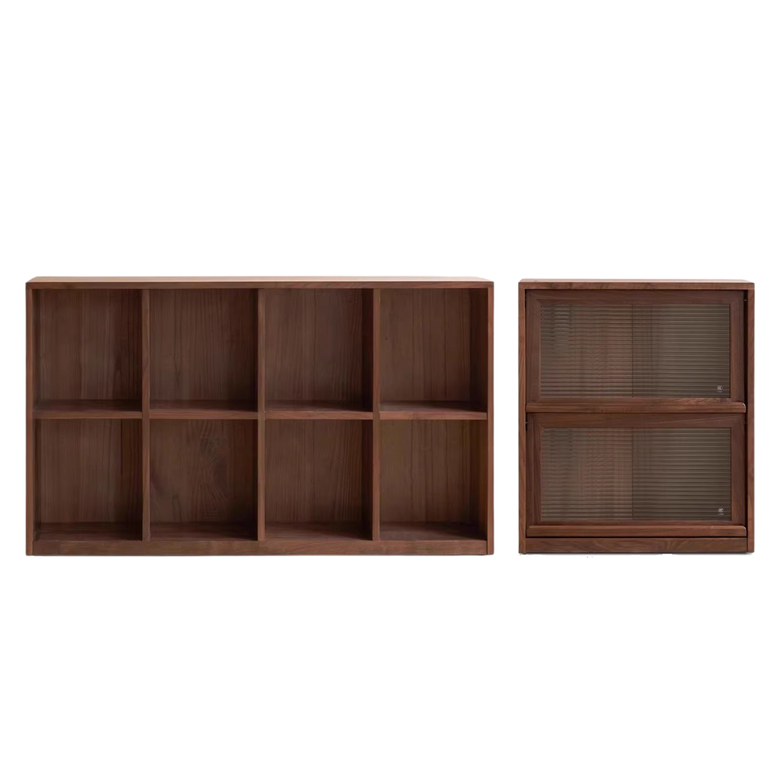 Black Walnut, Rubberwood Solid Wood Low Bookshelf Combination Floor-Standing Cabinet