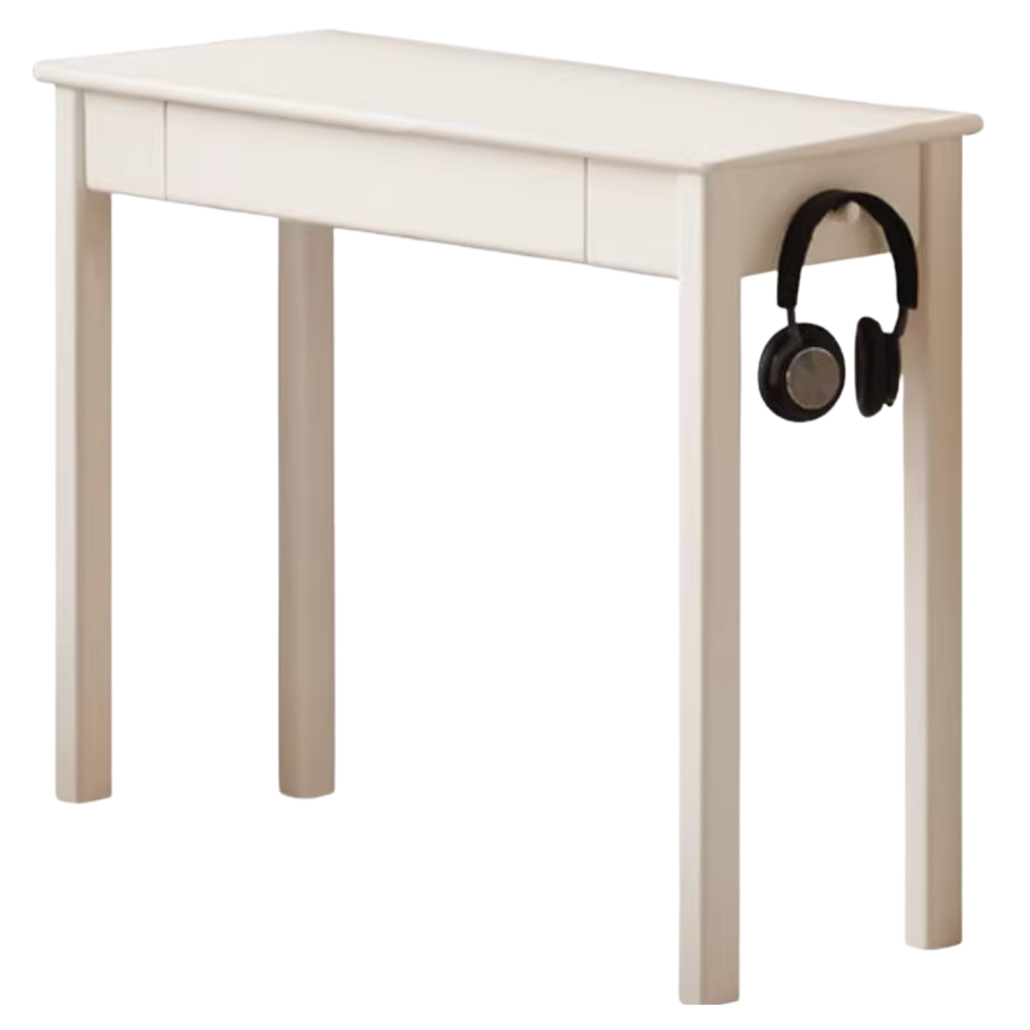 Rubber Solid Wood Modern Narrow Cream Style Drawer Desk