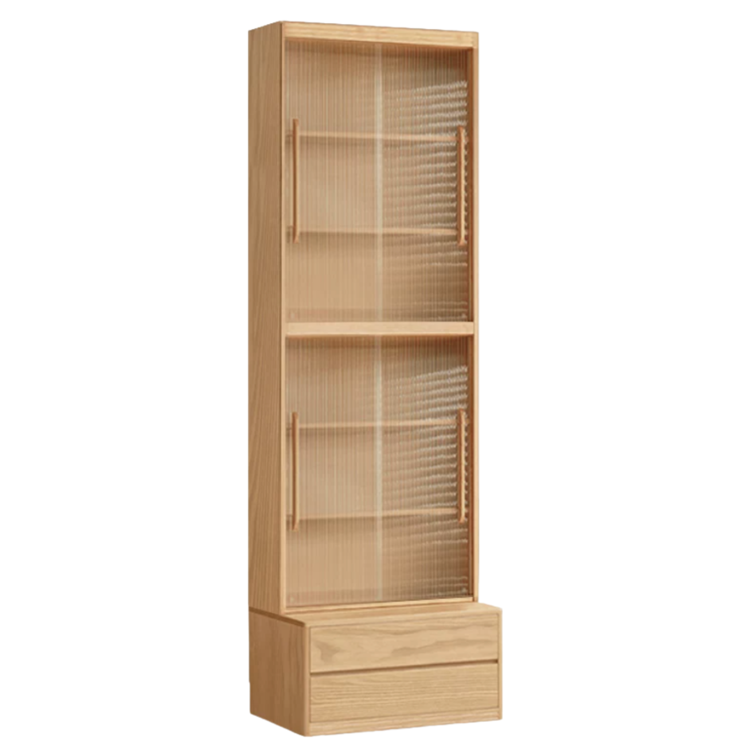 Ash Solid Wood Wall-Mounted Bookcase with Integrated Study Shelf