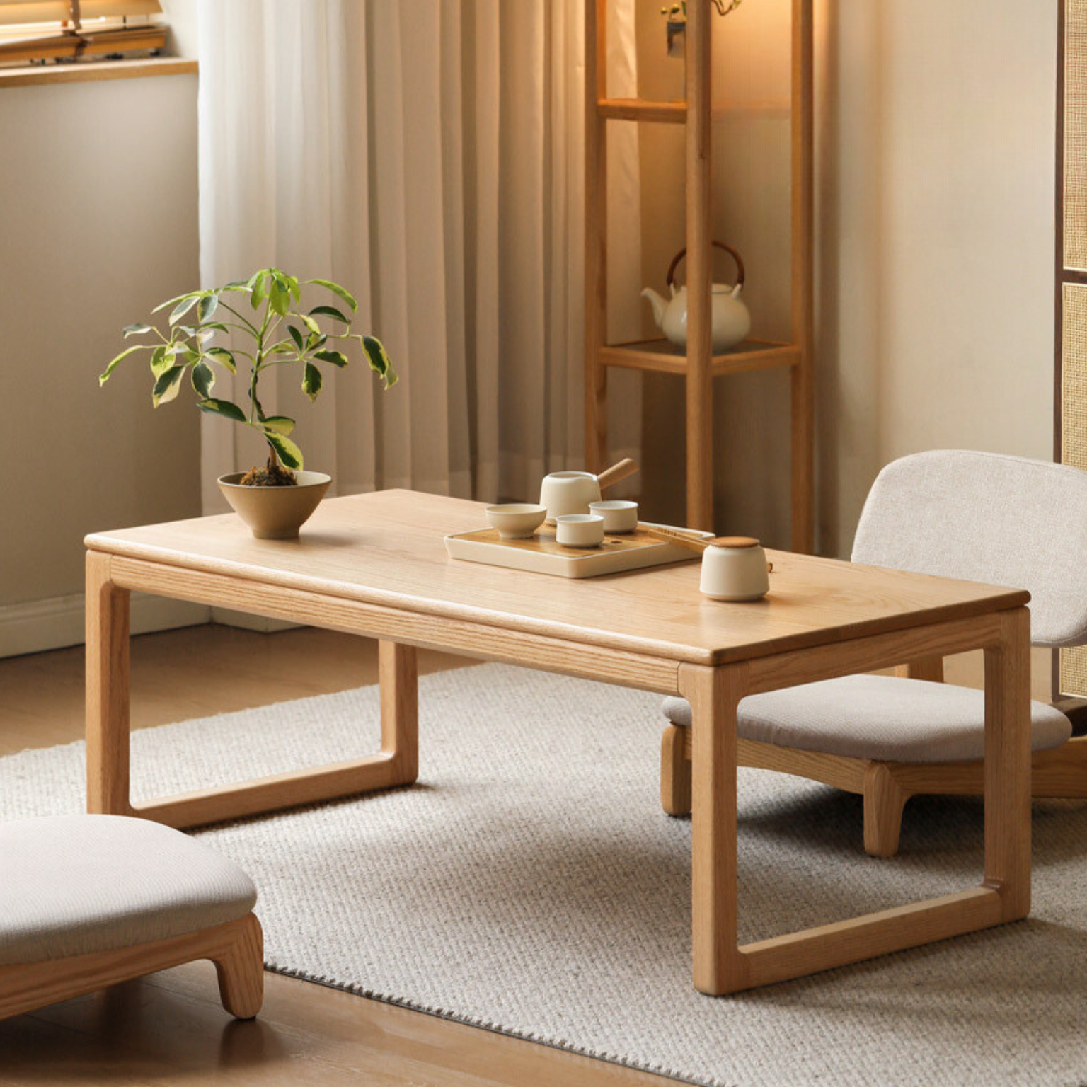 Oak, Black Walnut, Ash Solid Wood Japanese Style Tea Table
