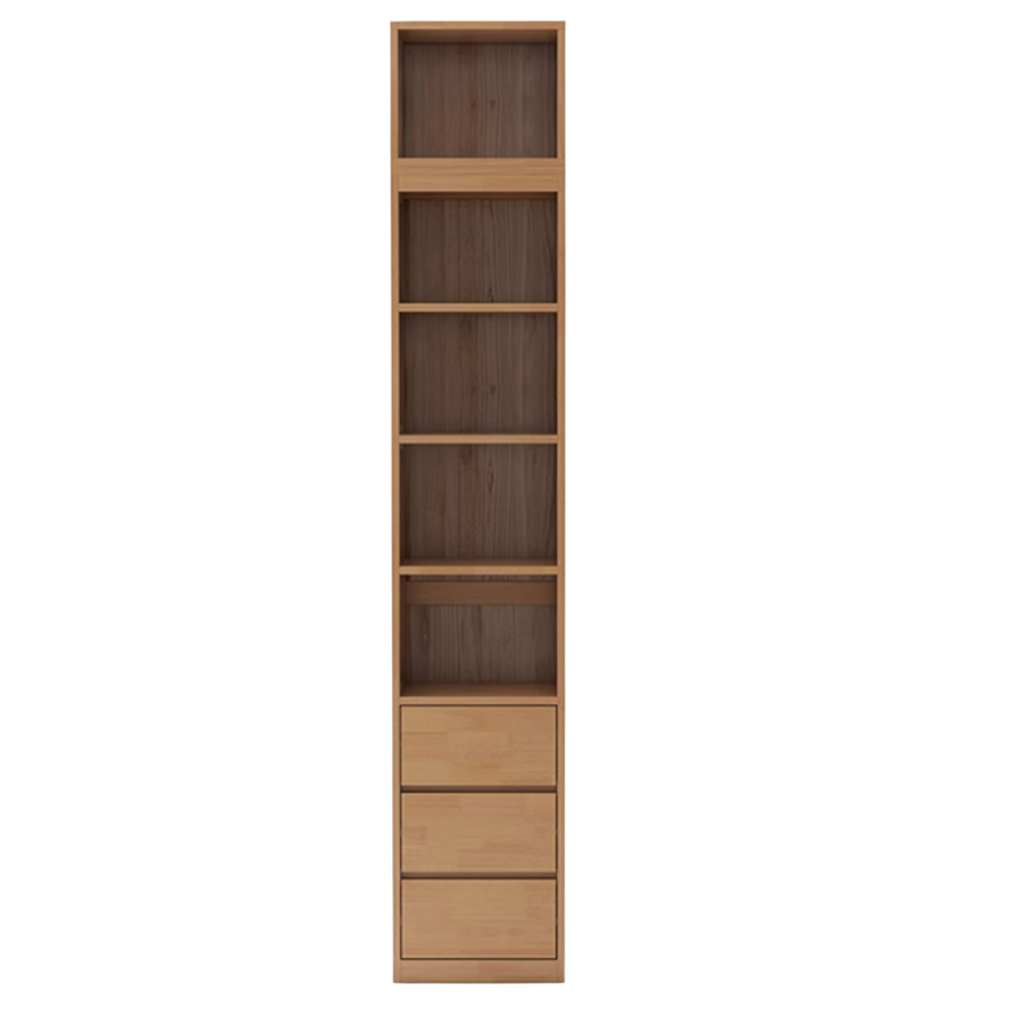 Oak, Solid Rubberwood Modern Bookcase Storage