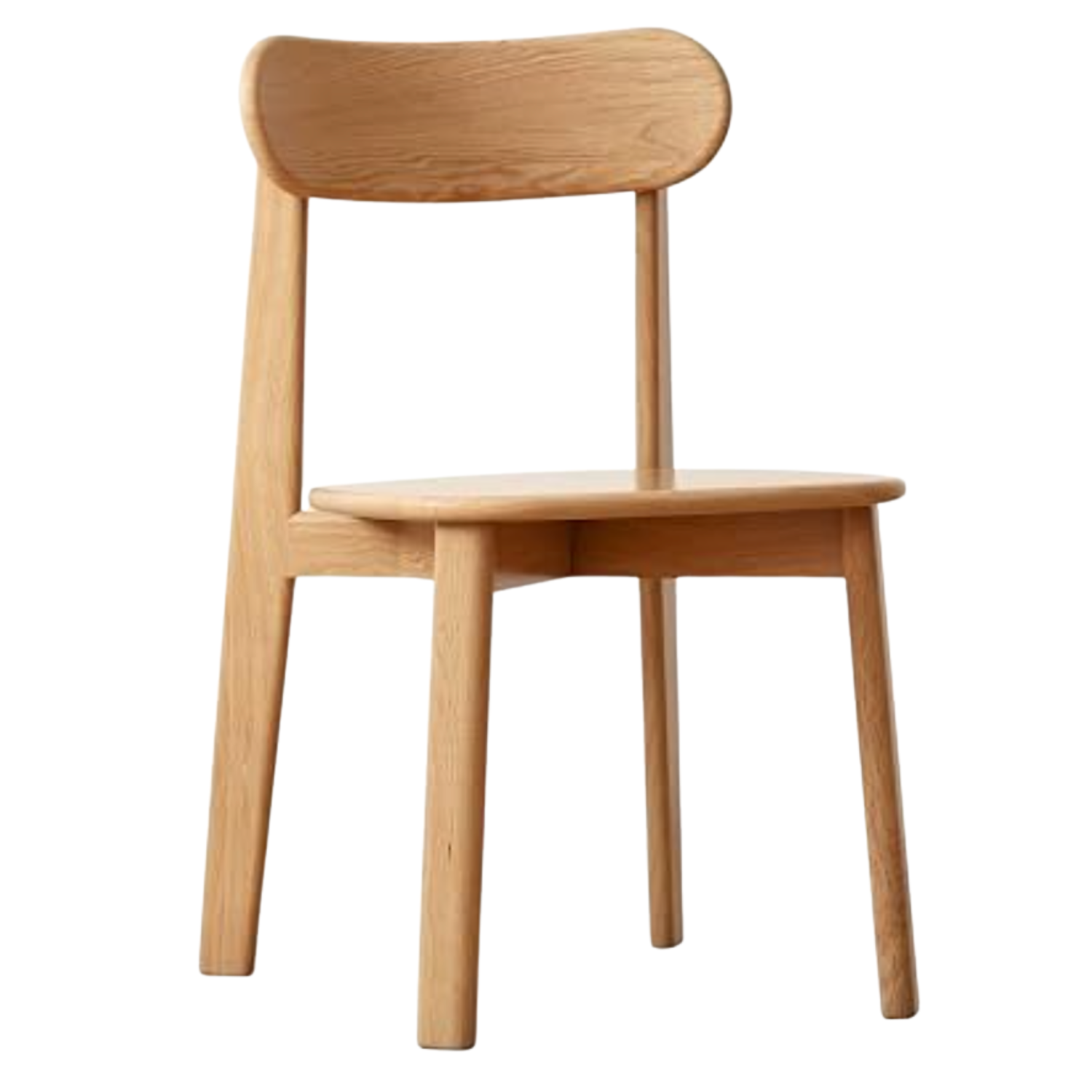 Oak Solid Wood Kitchen Chairs with Curved Backrest