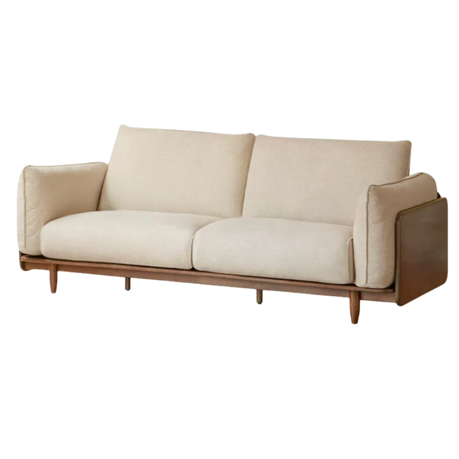 Black Walnut Solid Wood, Oak, Solid Sandalwood Genuine leather, fabric Sofa with Wood Base