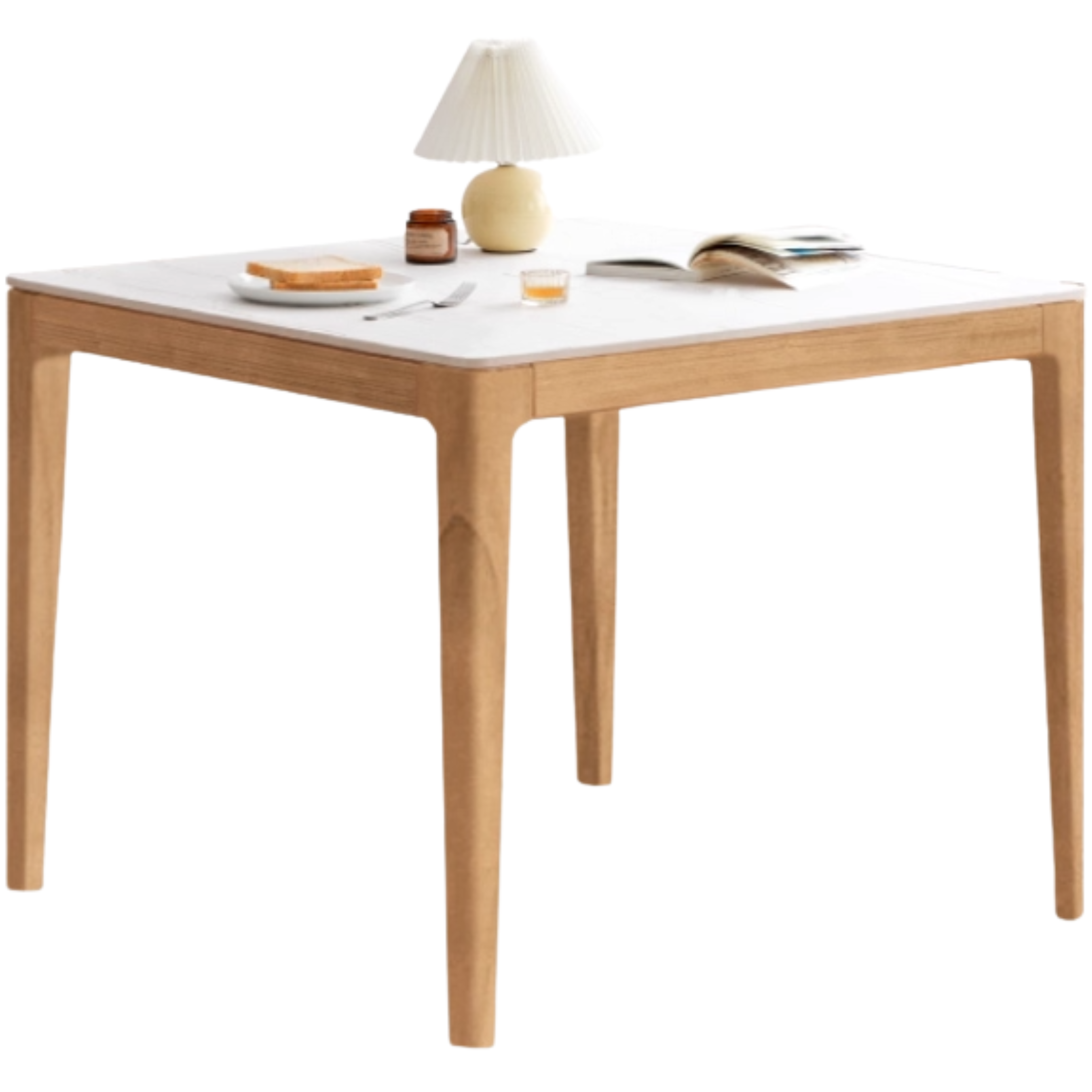 Oak Wood, Solid Rubberwood Square Slate Dining Table