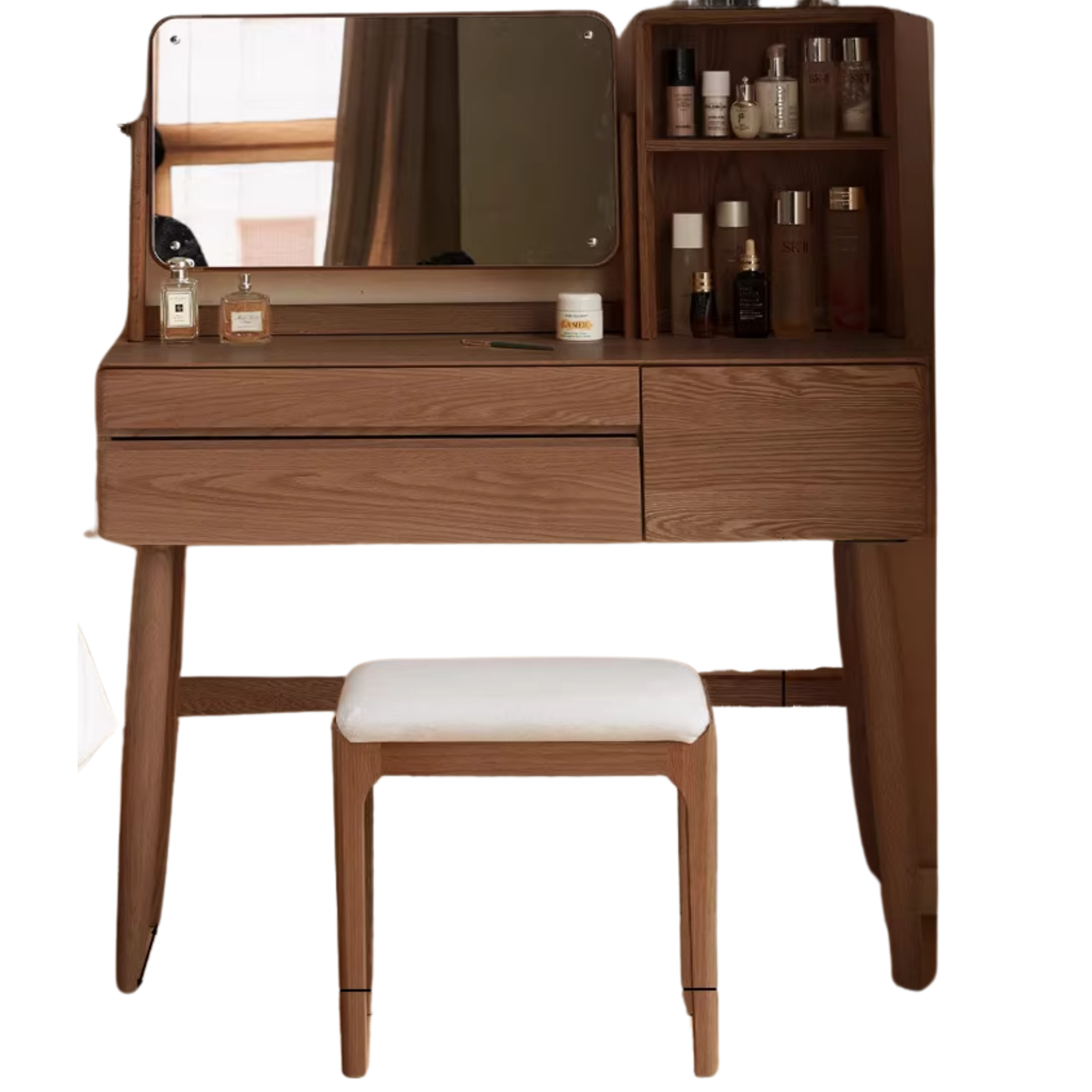Oak, Beech Solid Wood Nordic Style Vanity Table.