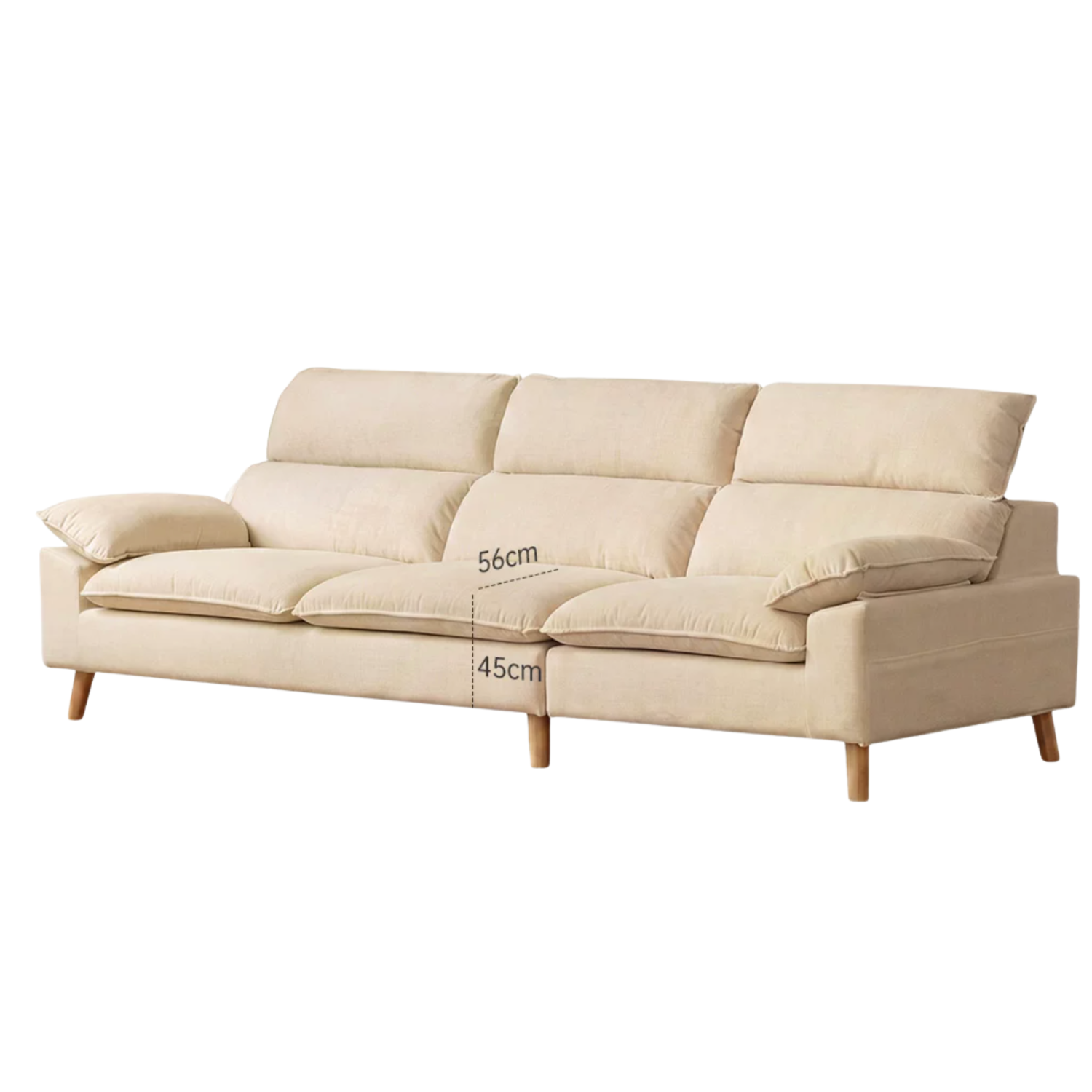 Fabric High Back Straight Sofa Modern