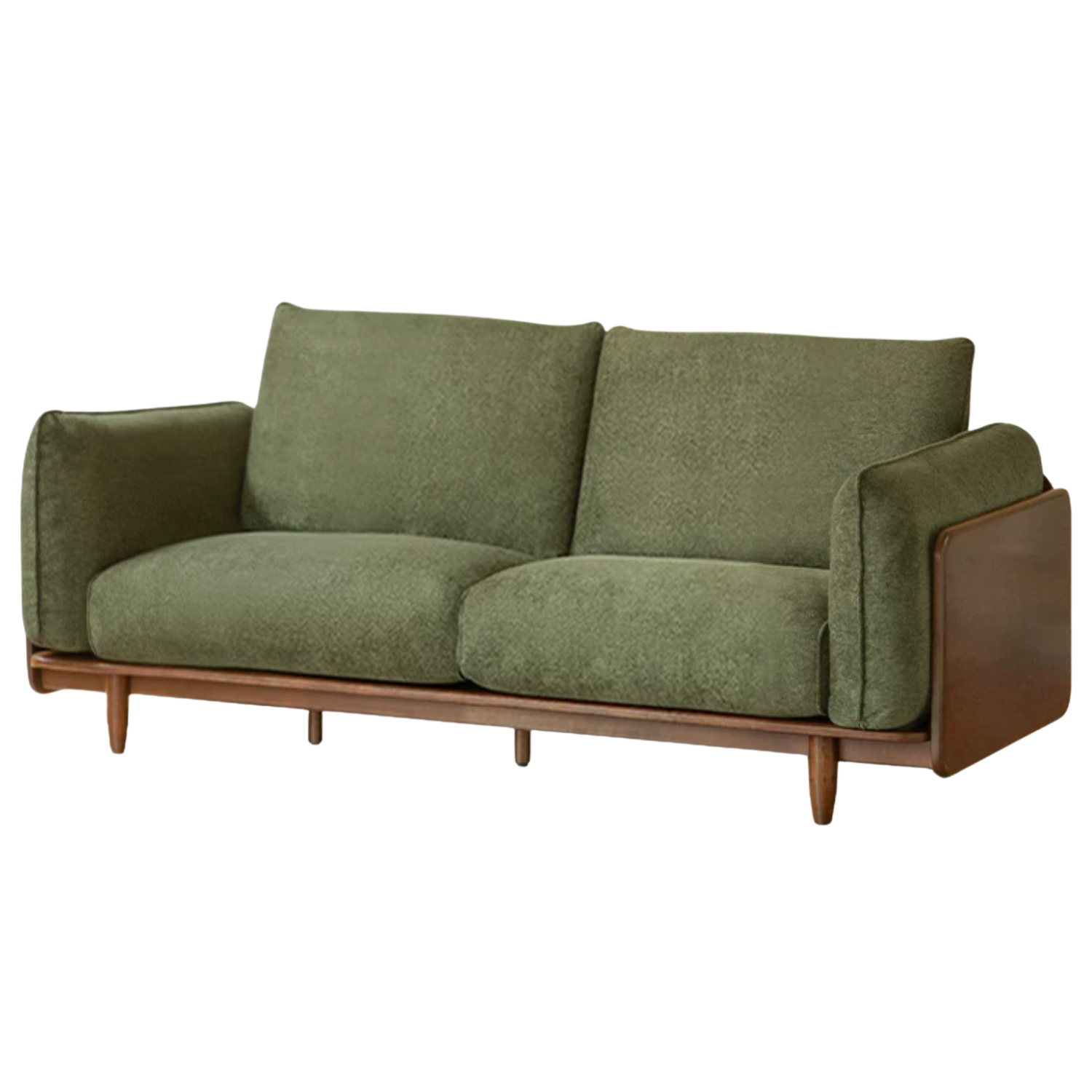 Black Walnut, Oak Solid Wood Fabric High-Back Sofa