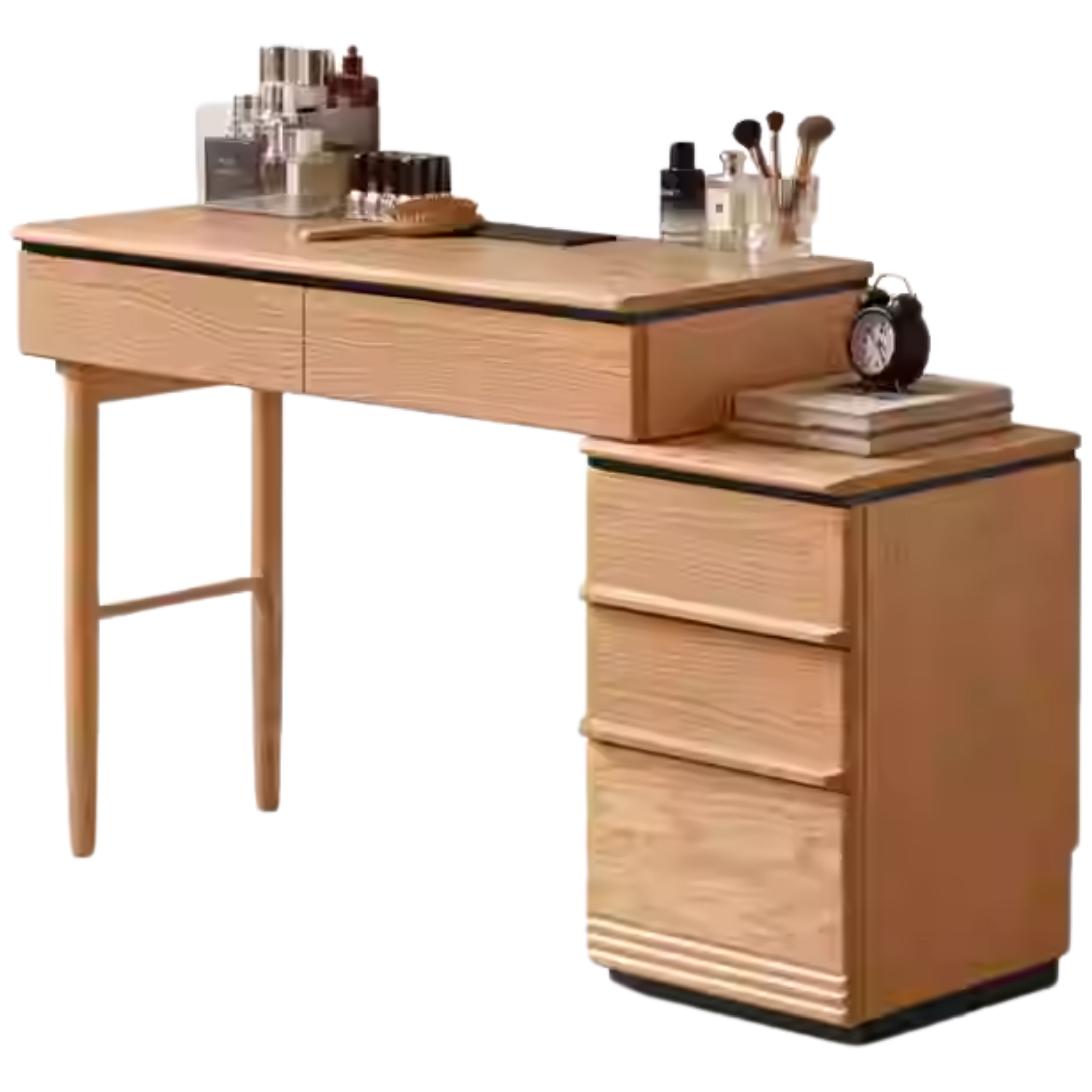 Oak Solid Wood Modern Retractable Vanity Table.