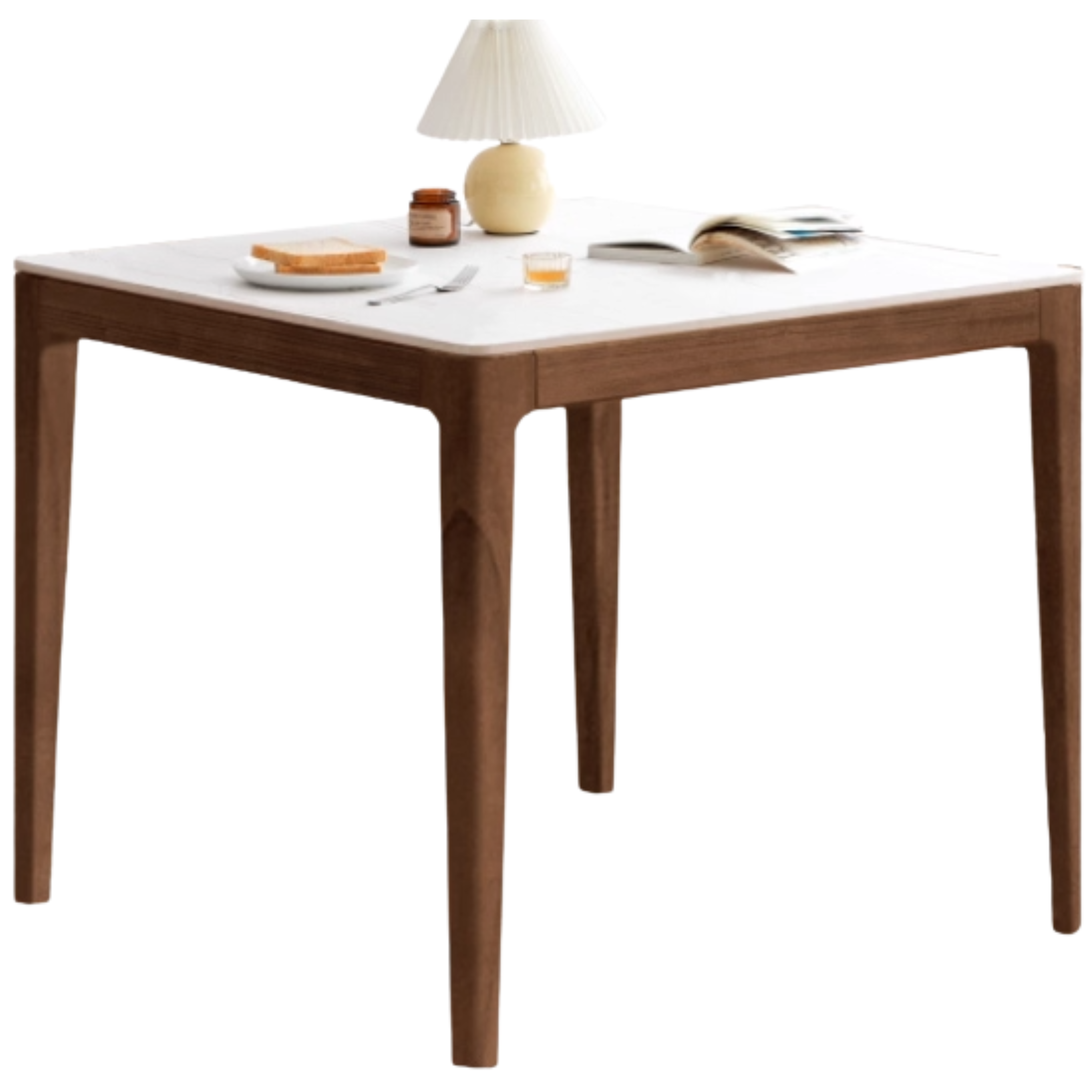 Oak Wood, Solid Rubberwood Square Slate Dining Table
