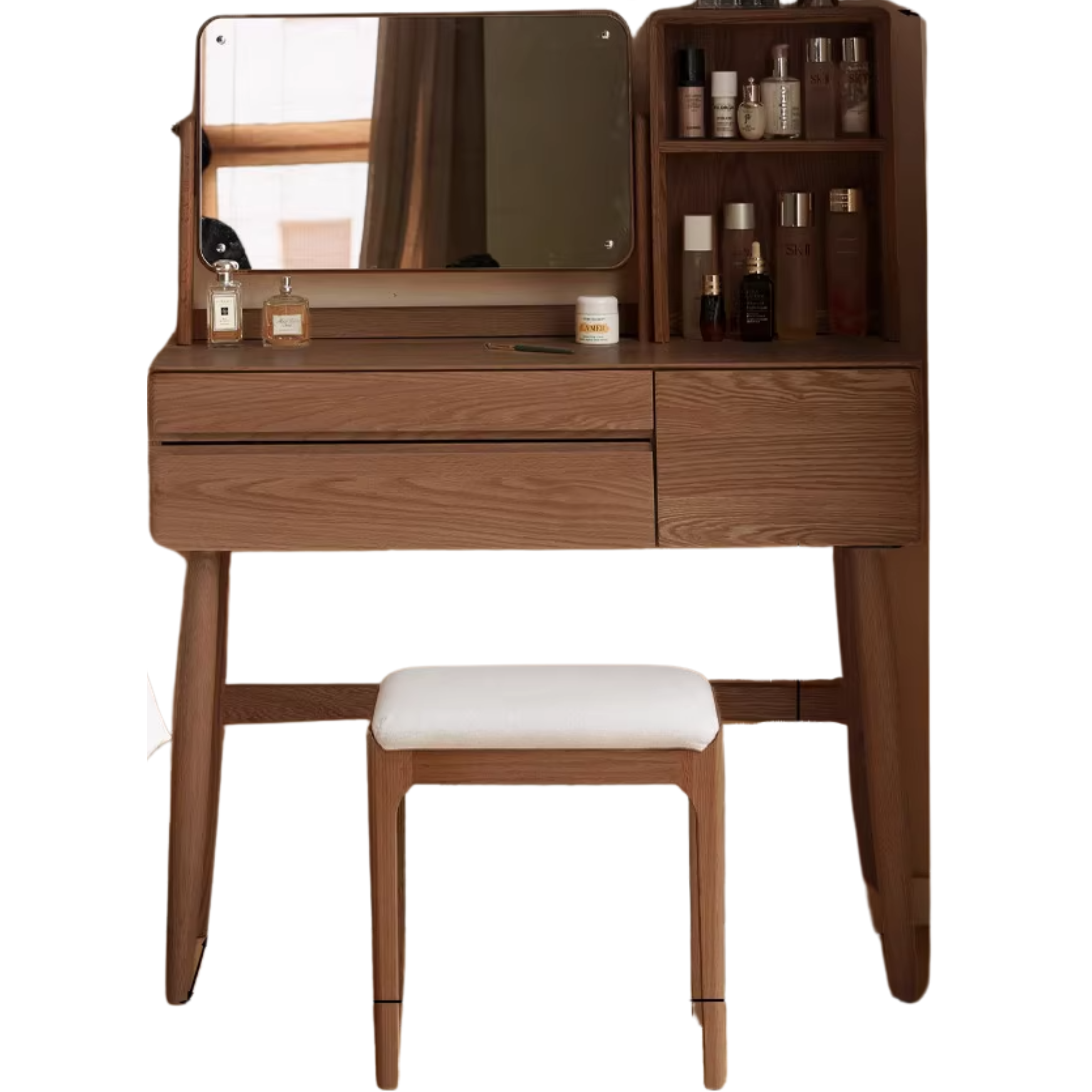 Oak, Beech Solid Wood Nordic Style Vanity Table.