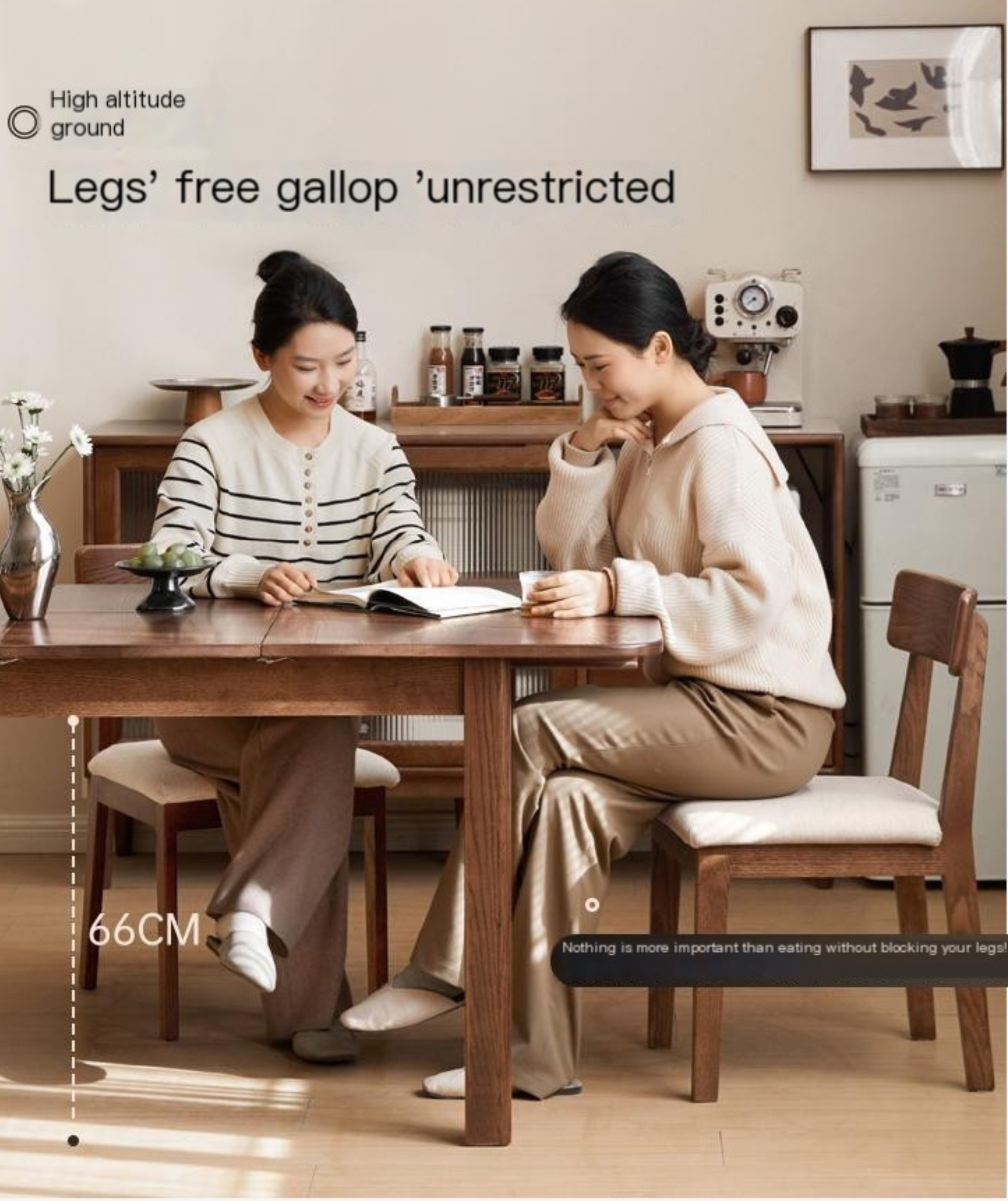 Oak Solid Wood Retractable Dining Table