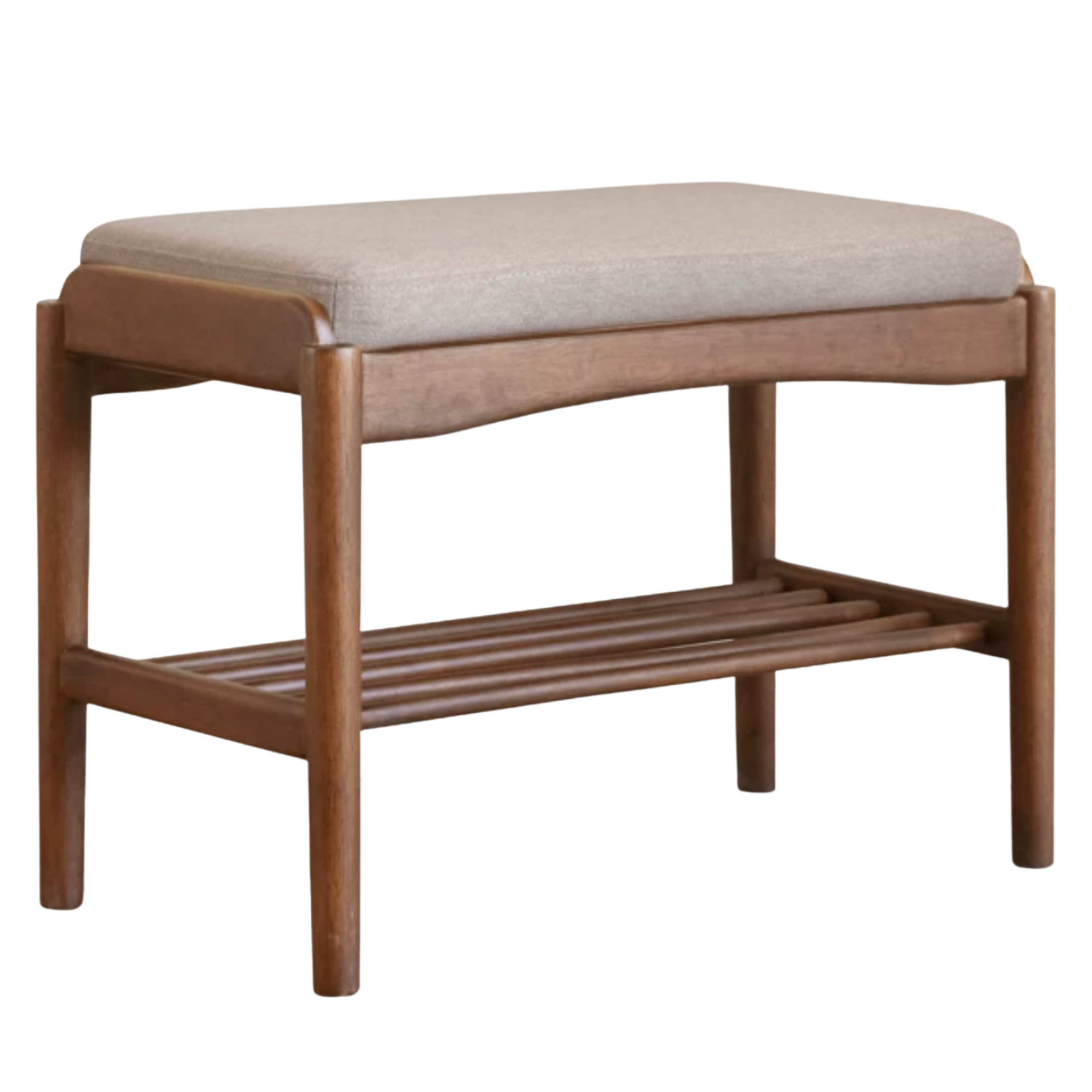 Black Walnut Solid Wood Genuine leather, Fabrics Shoe Changing Stool