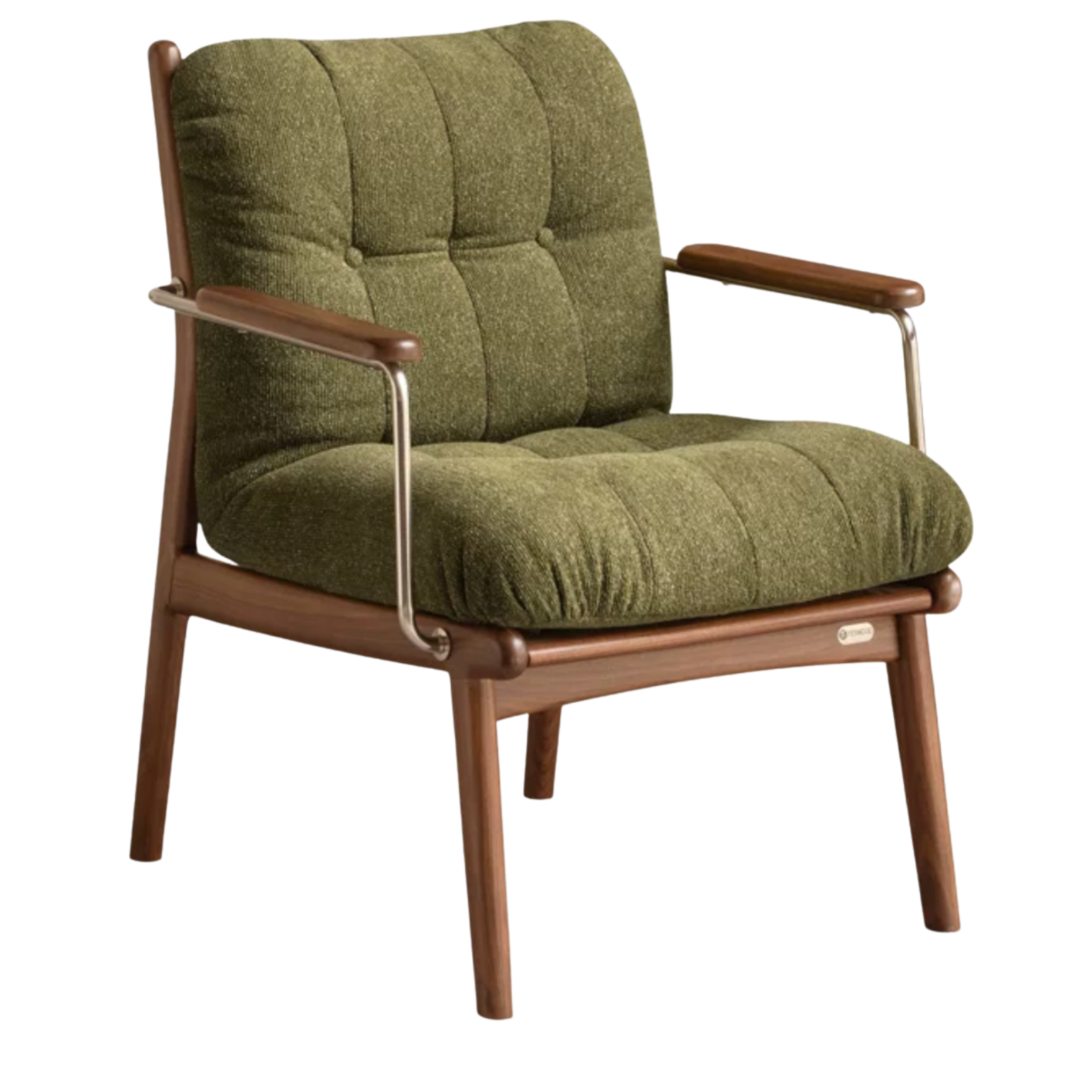 Solid Rubberwood Modern Executive Lounge Chair with Vintage Leather Upholstery