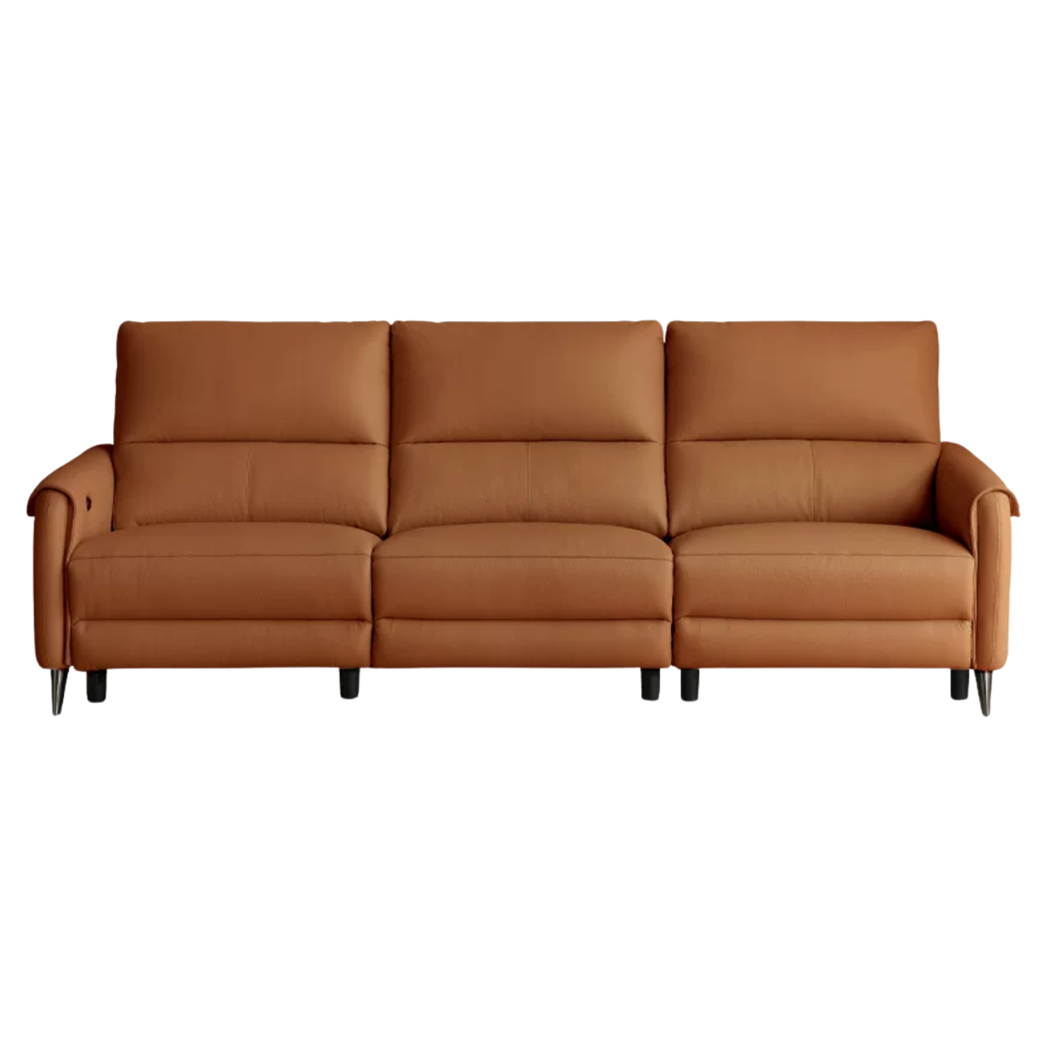 Genuine Leather Power Reclining Sofa with Wall-Hugger Track Arms