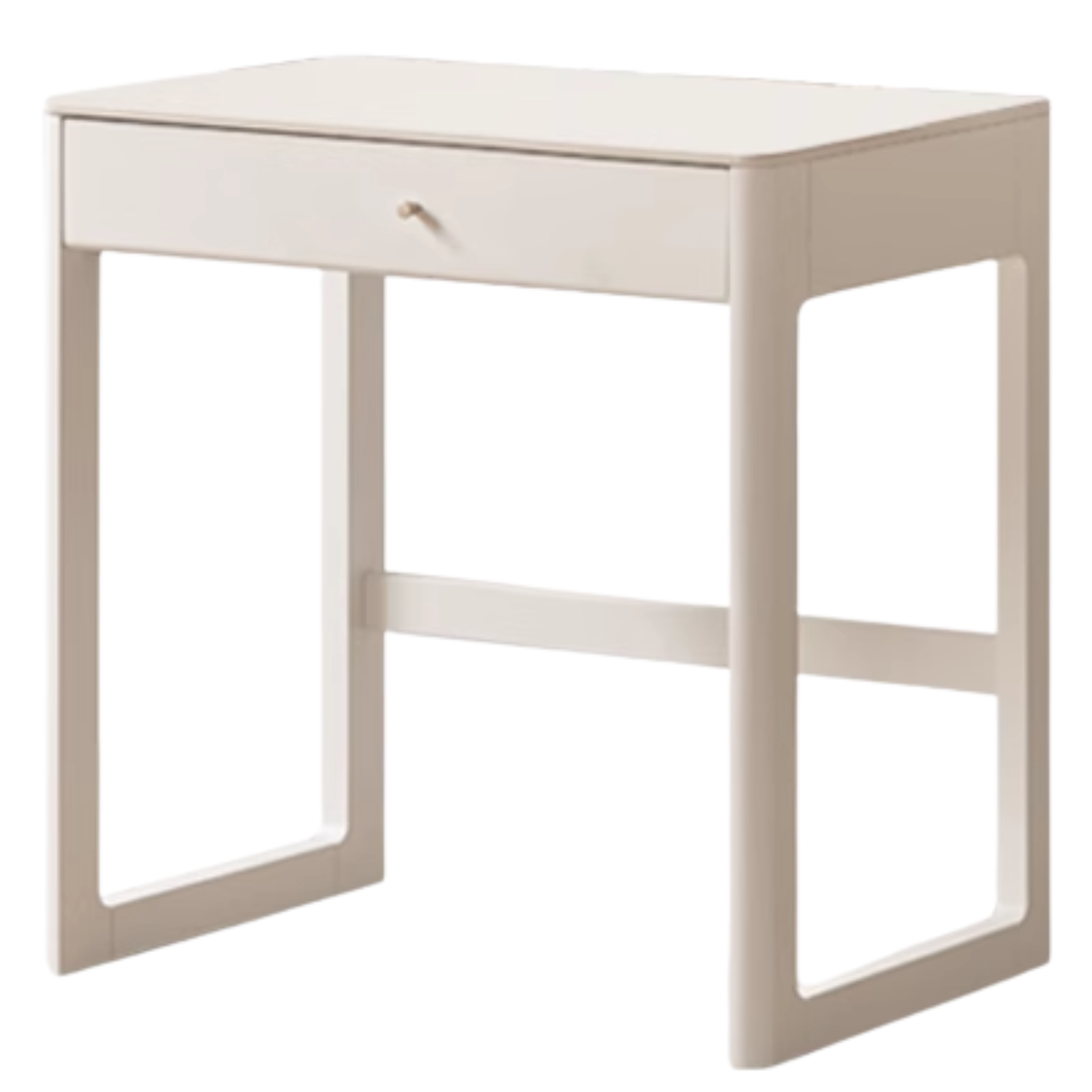 Poplar, Solid Rubberwood Rock Board Desk Bookshelf Integrated White Cream