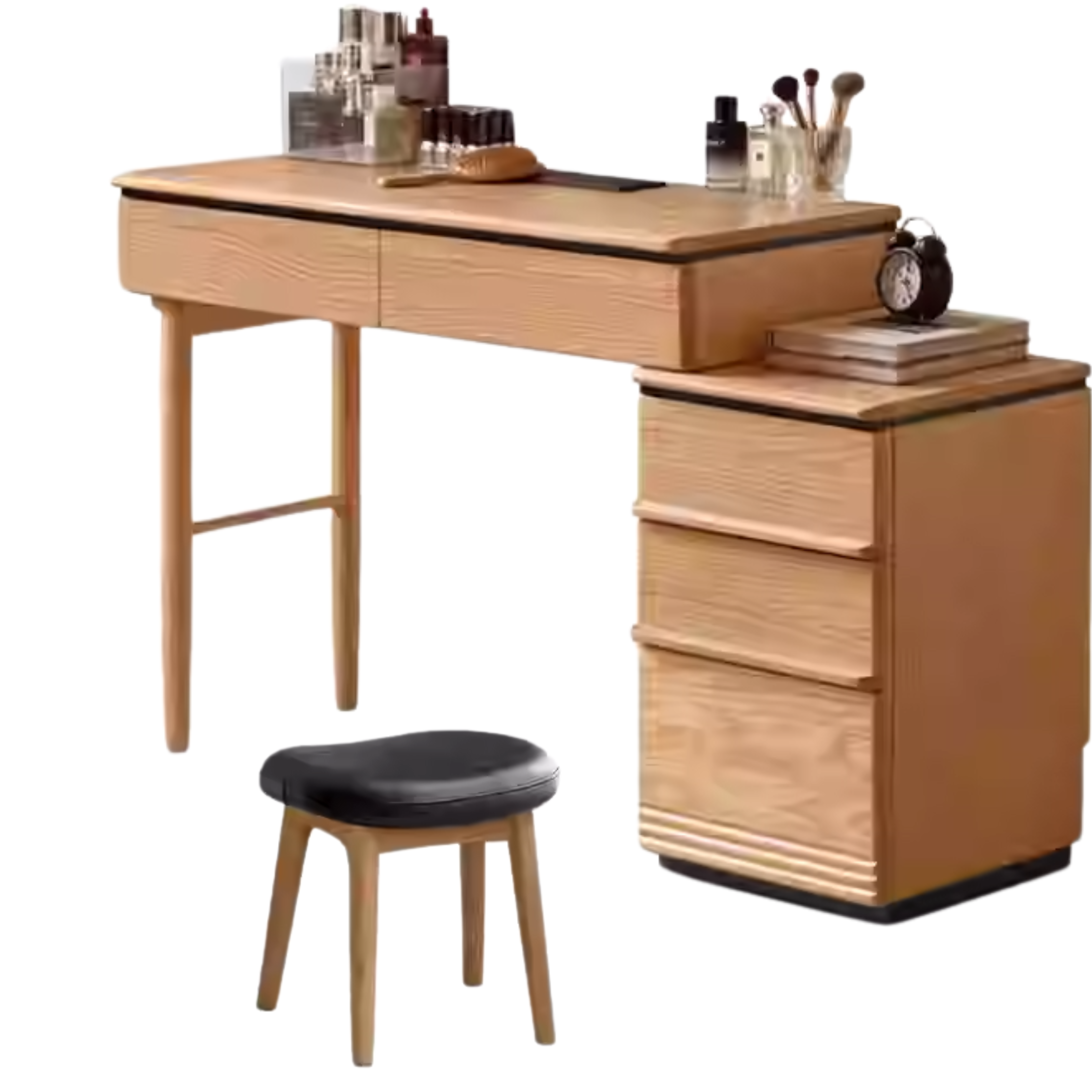 Oak Solid Wood Modern Retractable Vanity Table.