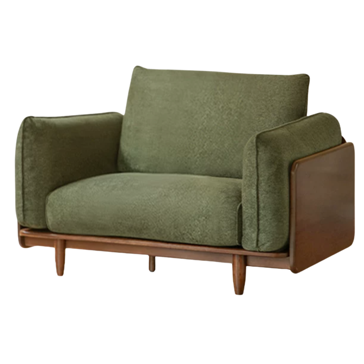 Black Walnut, Oak Solid Wood Fabric High-Back Sofa