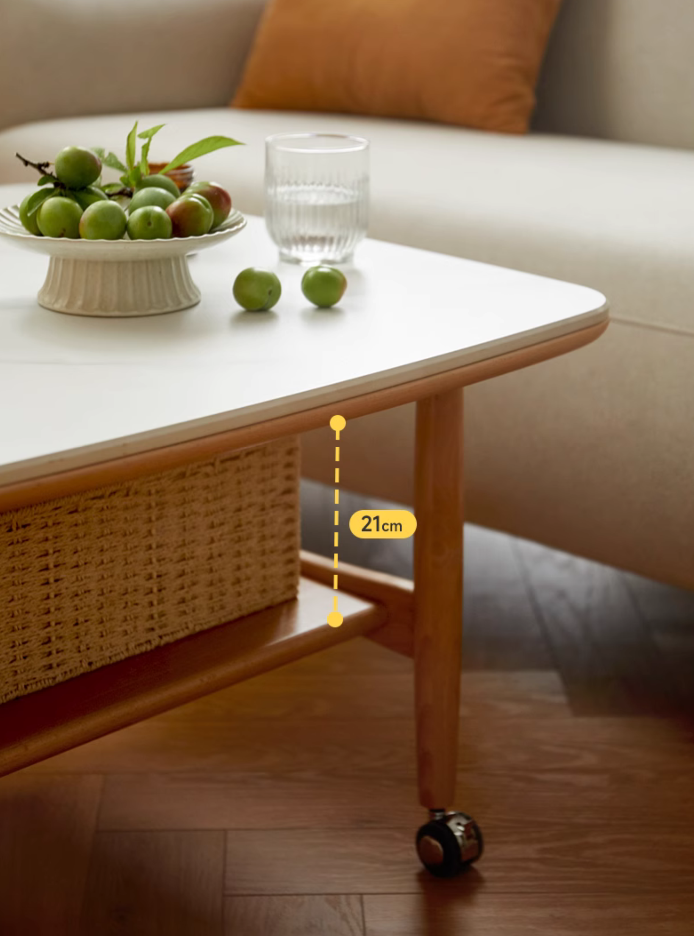 Oak Solid Wood Rock Board Tea Table.