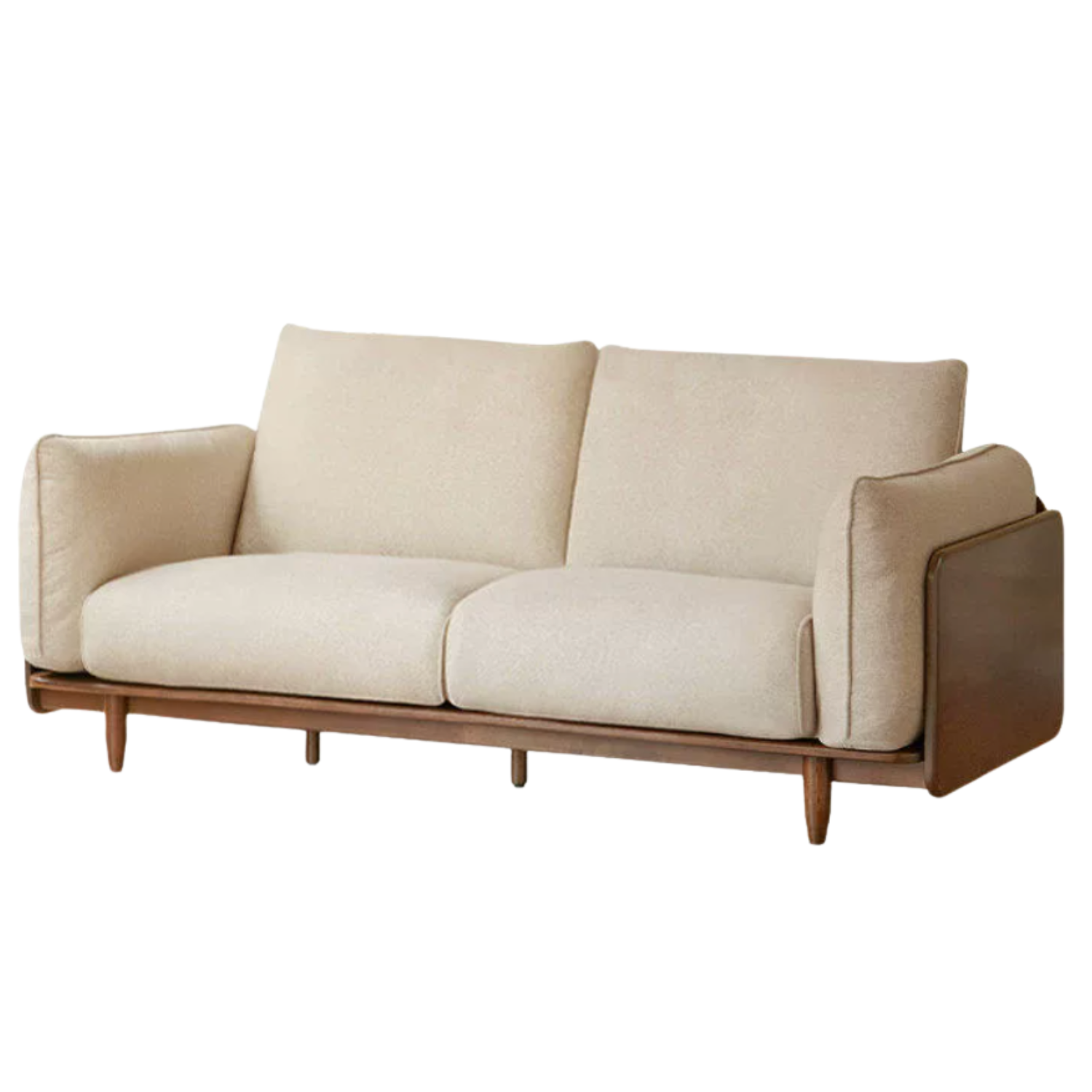 Black Walnut Solid Wood, Oak, Solid Sandalwood Genuine leather, fabric Sofa with Wood Base