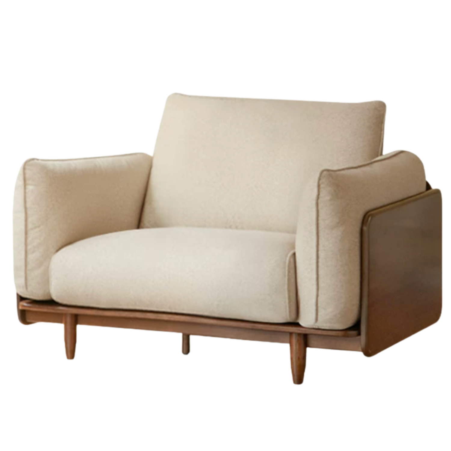 Black Walnut, Oak Solid Wood Fabric High-Back Sofa