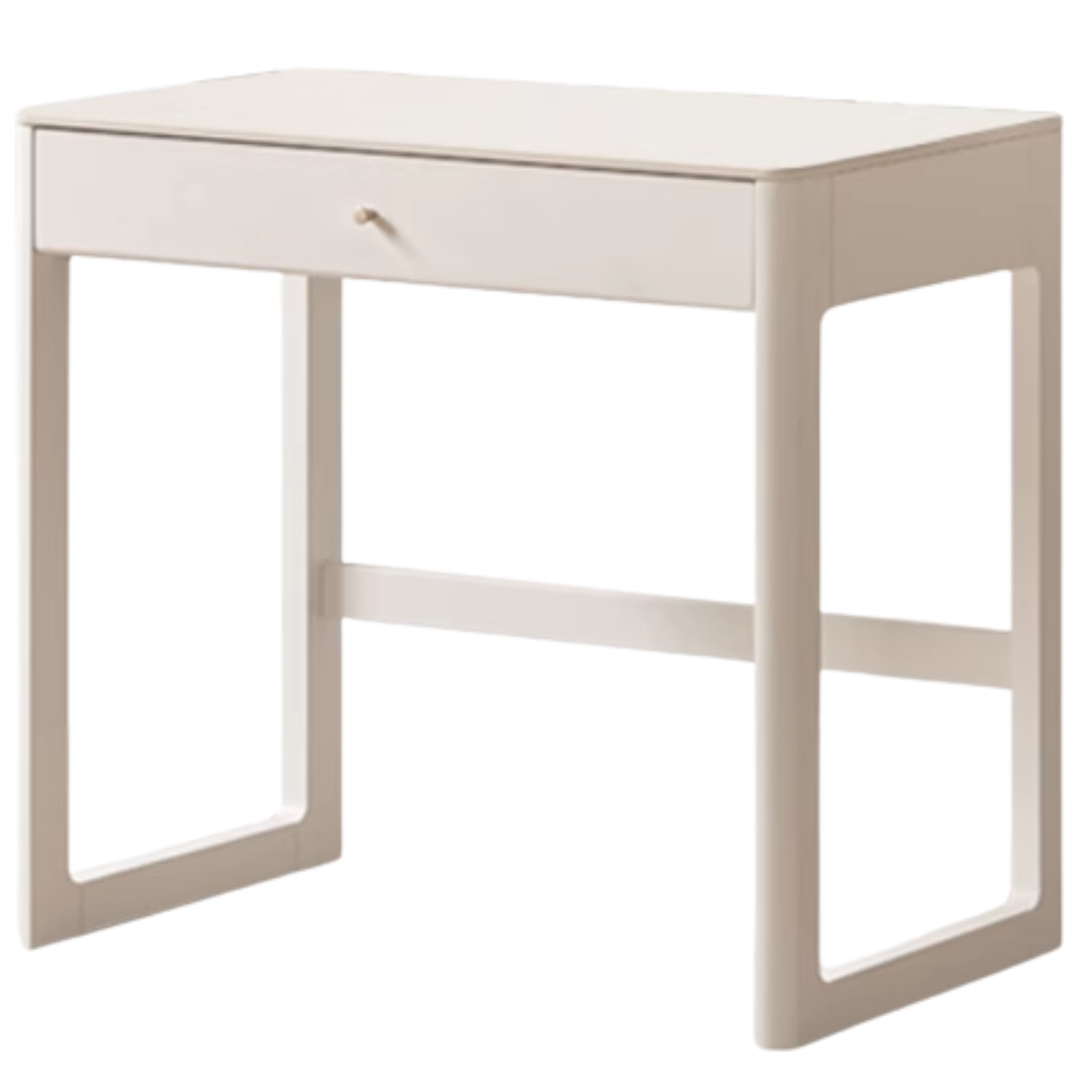 Poplar, Solid Rubberwood Rock Board Desk Bookshelf Integrated White Cream